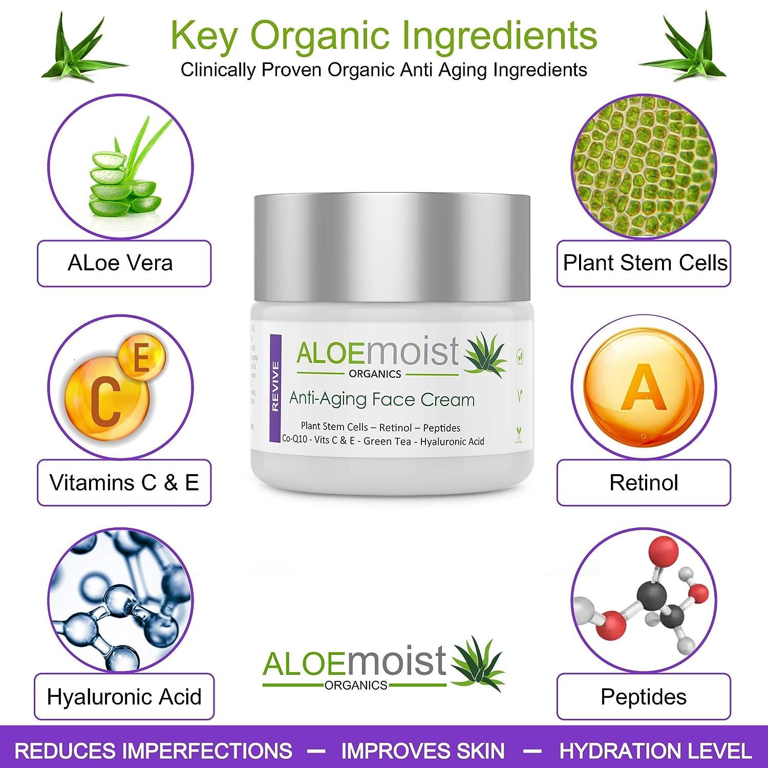 AloeMoist Anti-Aging Retinol Cream with Hyaluronic Acid, Vitamin C & E |  Dark Spot Corrector, Acne Treatment, Eye Cream - 50ml | Buy Now with  Express International Delivery | GoSupps.com