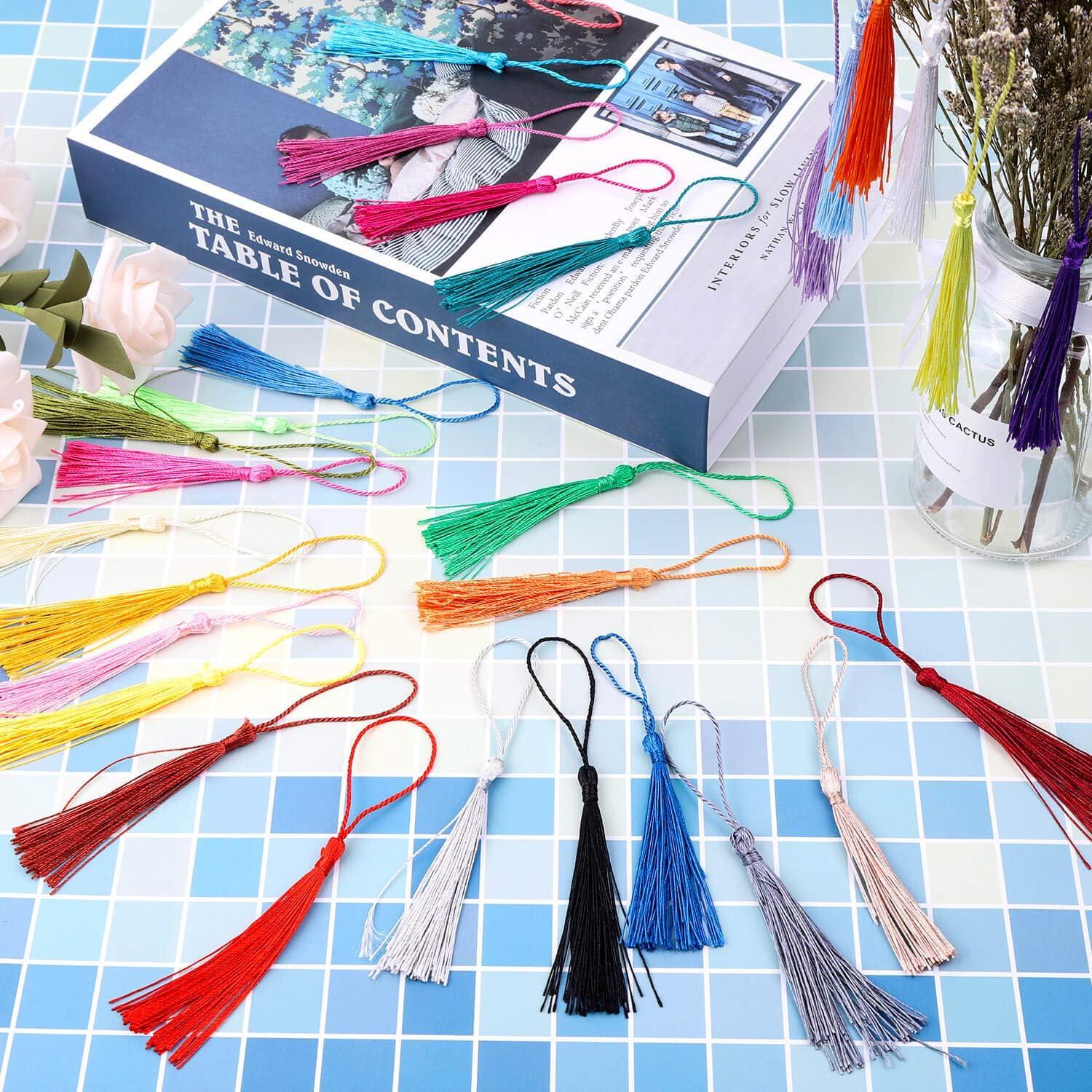 6.5 Silky Bookmark Tassels with Loop for DIY Craft Accessory, 20Pcs  Multicolor
