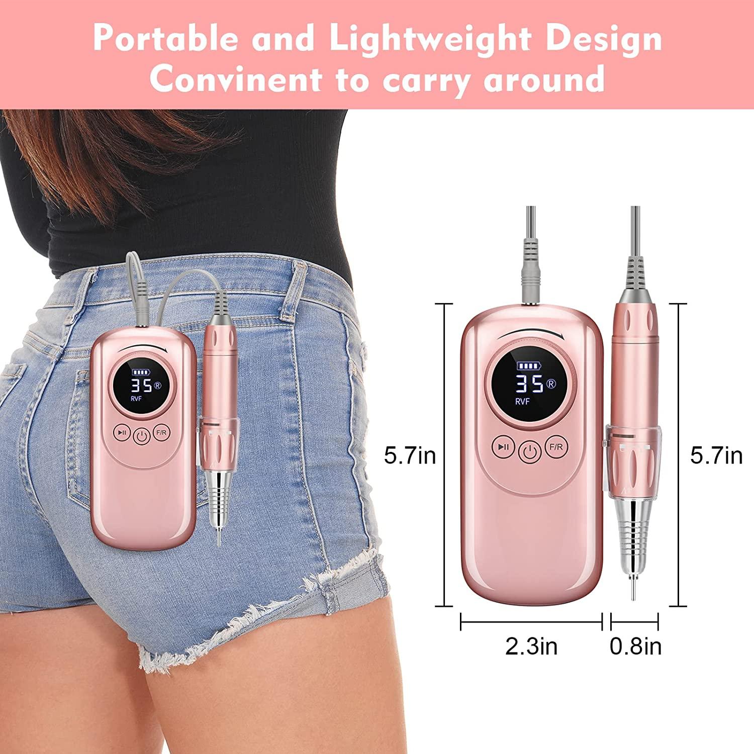 Rechargeable 35000 RPM Nail Drill, Portable E File Nail Drill, Cordless