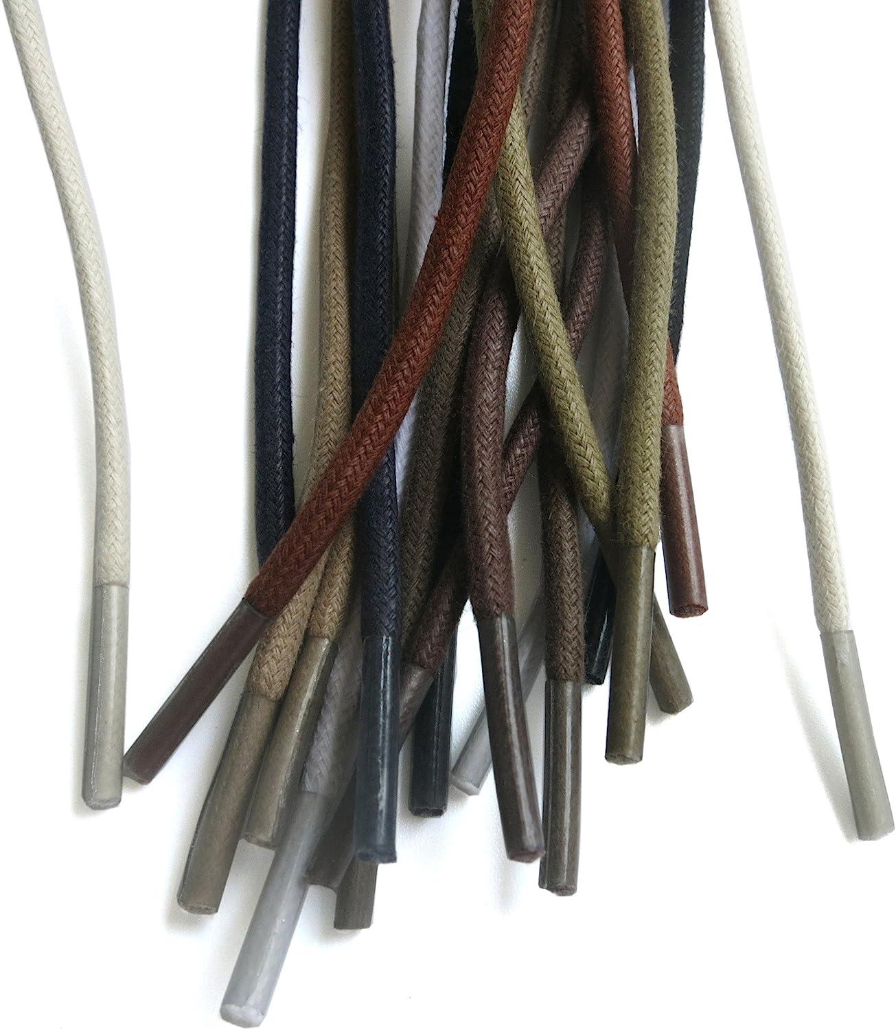 DELELE 2 Pair Round Waxed Shoelaces 1/8"Thick Shoe String Boot Laces for Dress Shoes 31.50"Inch (80CM) 01 Black