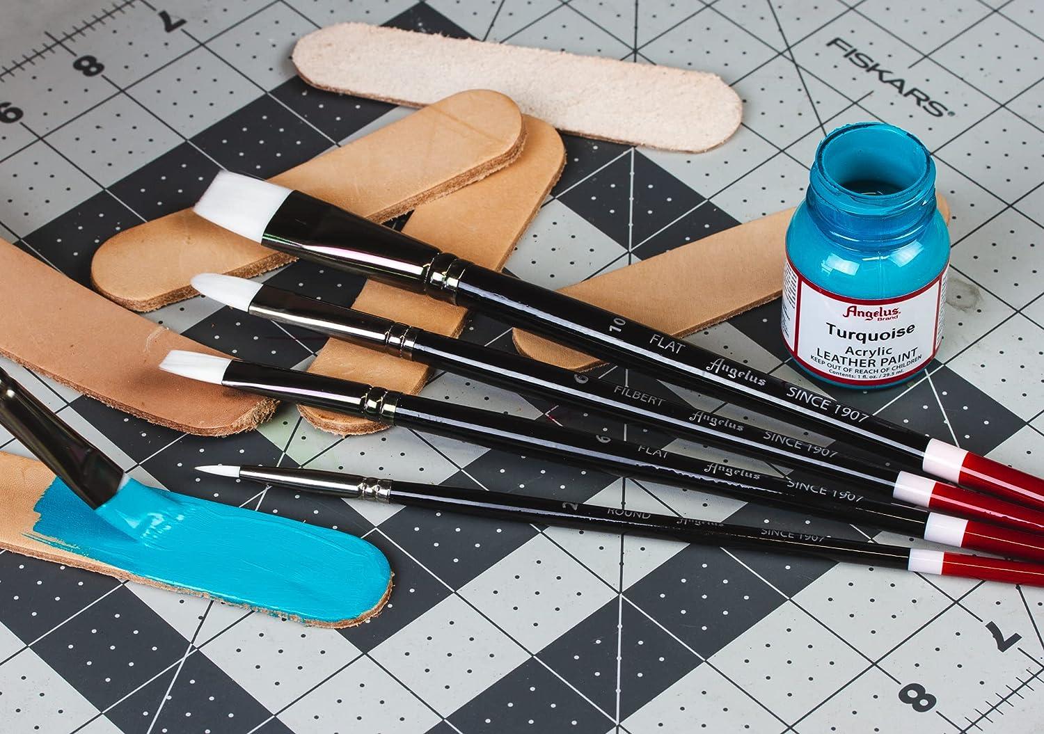 Angelus Basics Kit Leather Paint and Brush 11 Piece Set