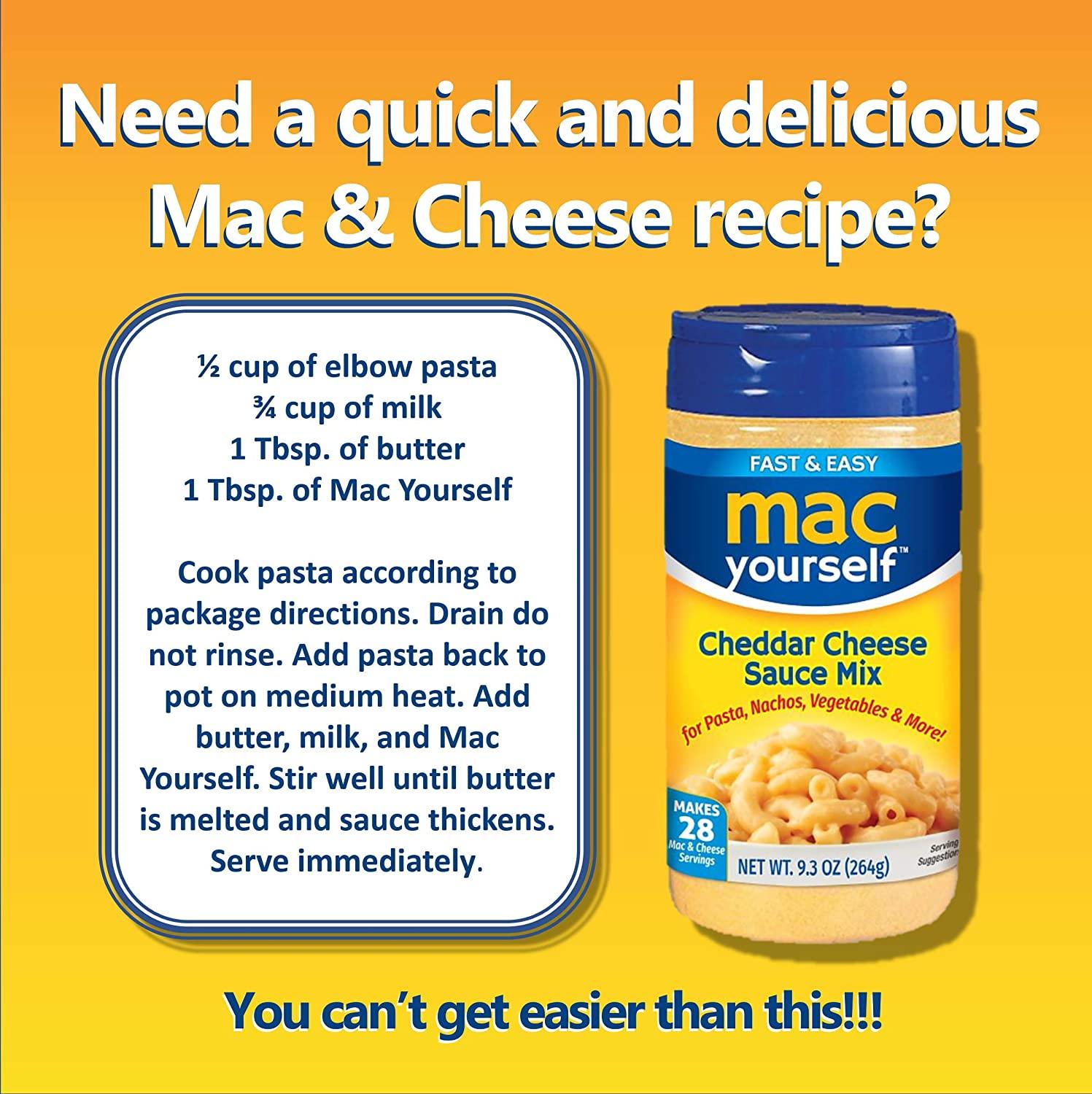 Mac Yourself Cheddar Cheese Sauce Mix Perfect for Macaroni, Nachos, Veggies & More 9.3 oz