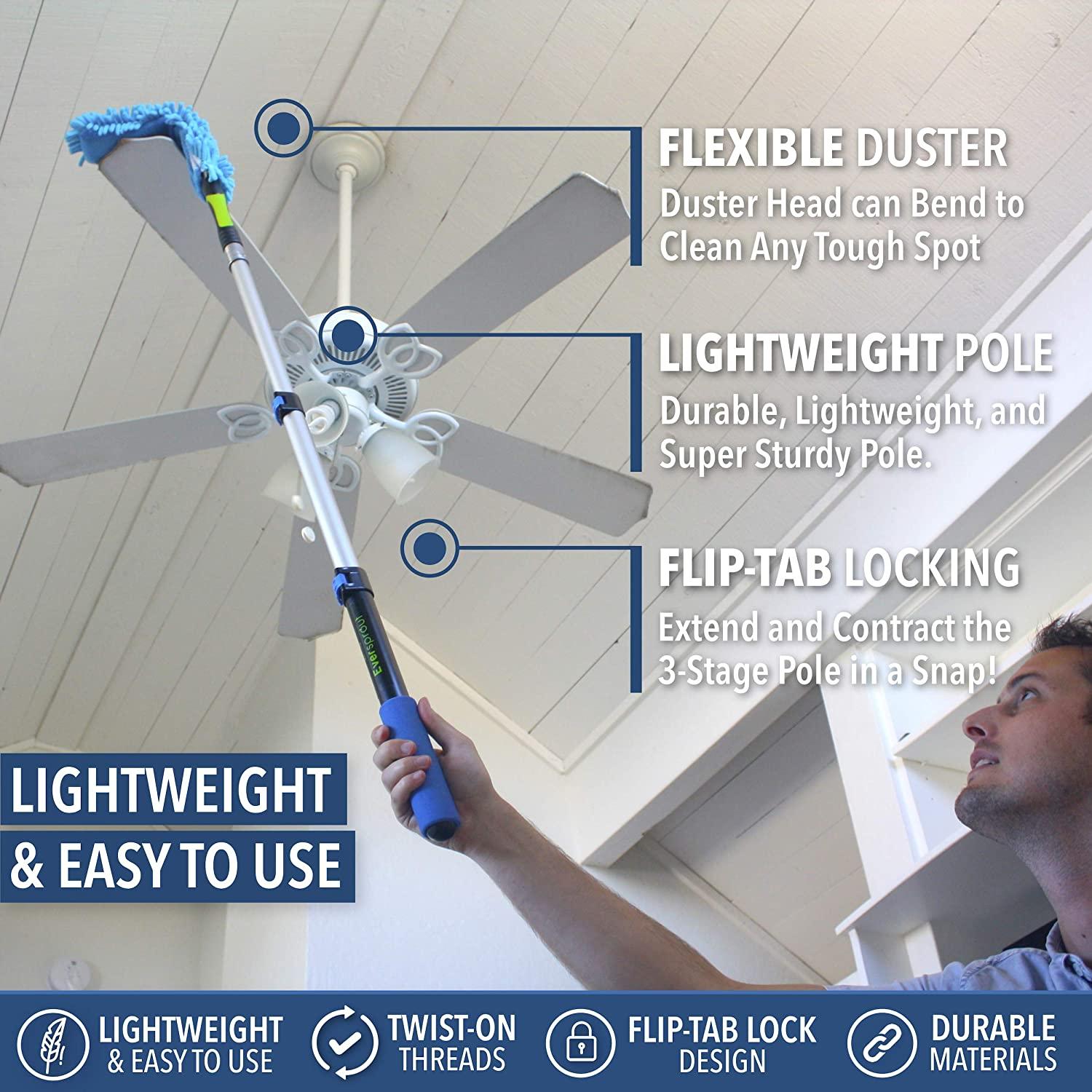 Eversprout Flexible Microfiber Ceiling Fan Duster with Extension Pole