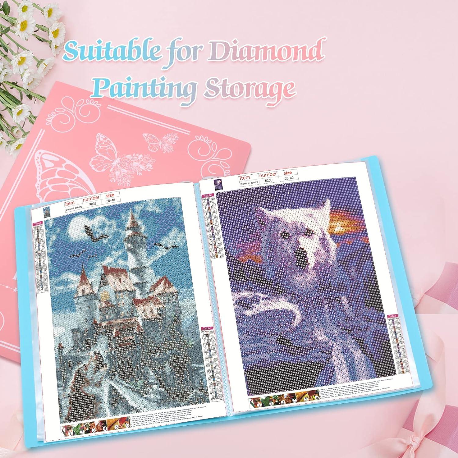 ZYNERY 2 Pack A3 Diamond Painting Storage Book 60 Pages Art Portfolio  Diamond Art Storage Large Art Folder - Suitable for 12x16 inch Diamond  Painting (Pink + Blue)