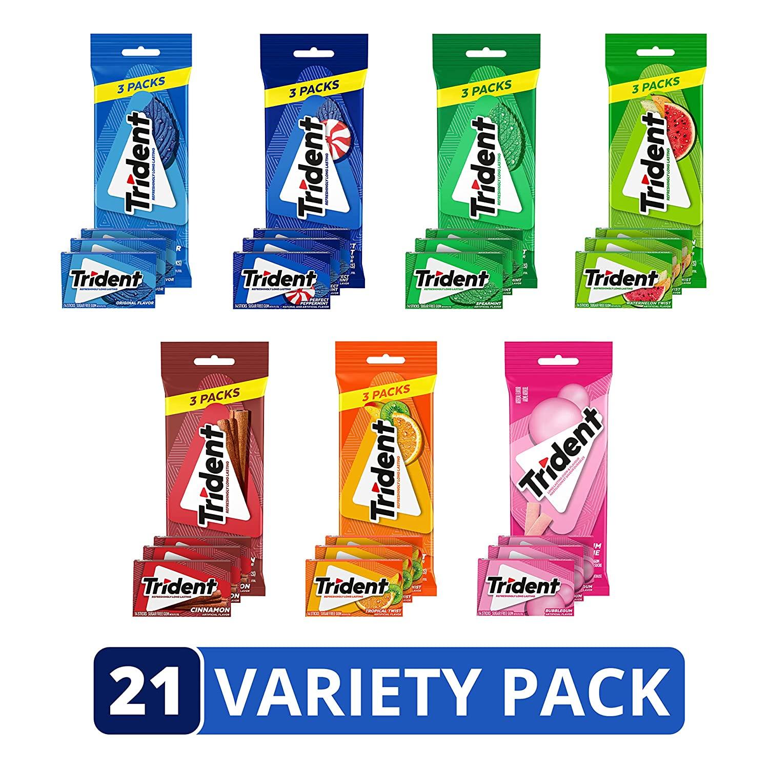 Trident Sugar Free Gum Variety Pack 21 Packs of 14 Pieces (294 Total