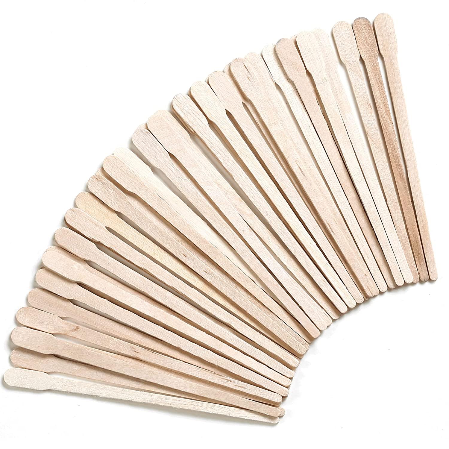 DecBlue 300 Pcs Wooden Wax Sticks 4 Styles Wood Waxing Spatulas Applicators Hair Removal S M L Sizes for Body Legs Facial or Wood Craft Sticks