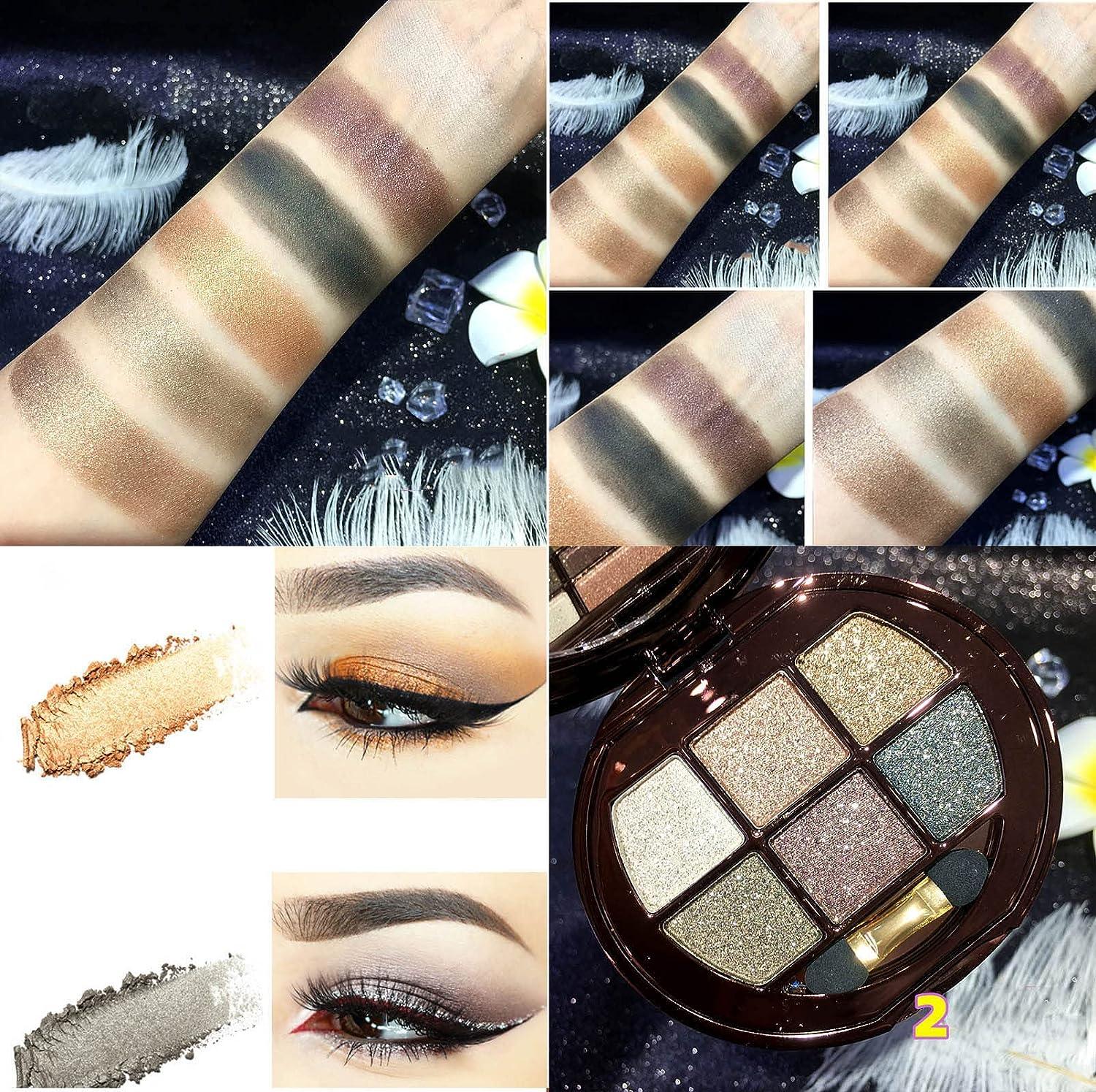 UIFCB Glitter Eyeshadow Palette 6 Color Sparkle Shimmer Eye Shadow