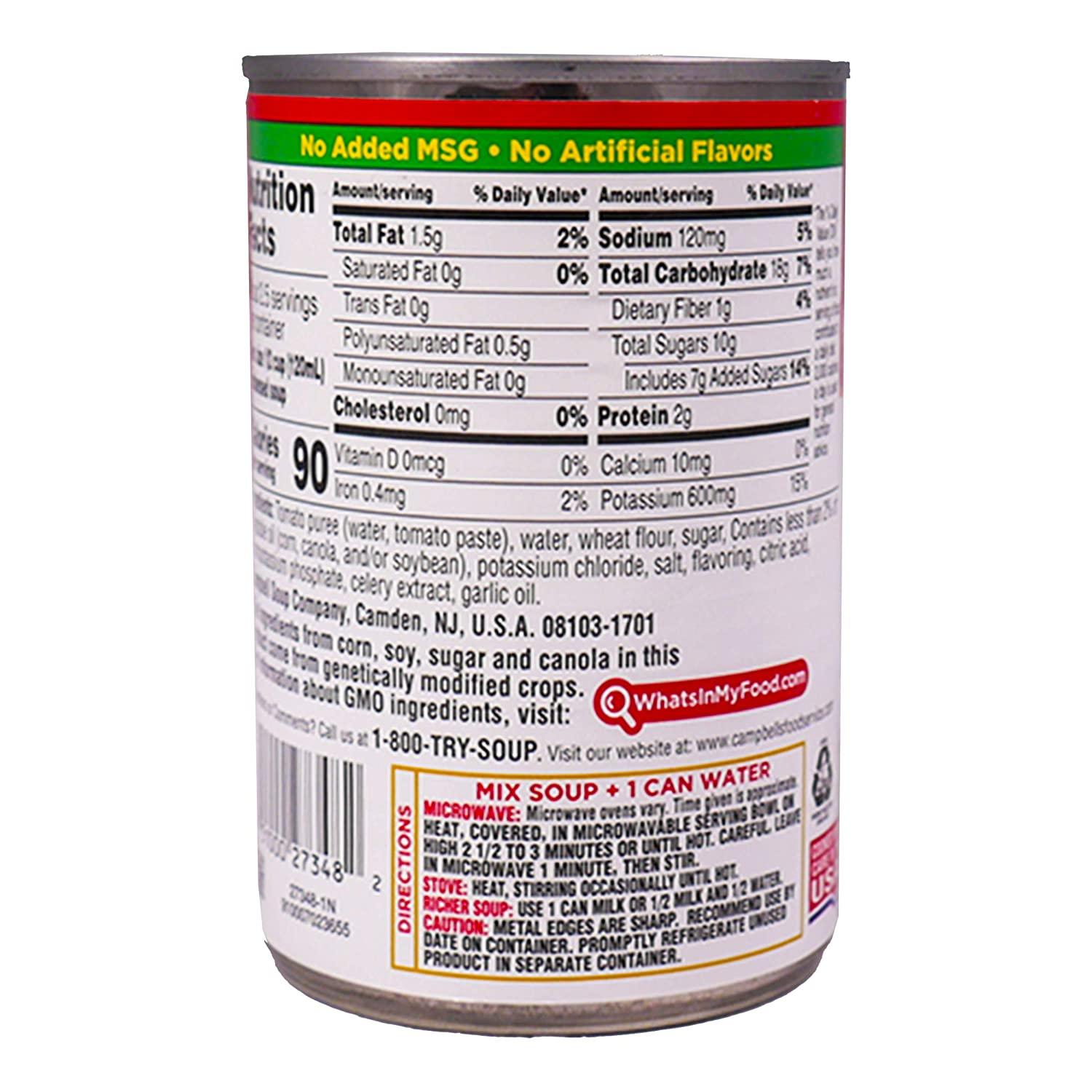Campbell's Tomato Soup Less Sodium, Condensed, 10.75 oz Can, Pack of 6