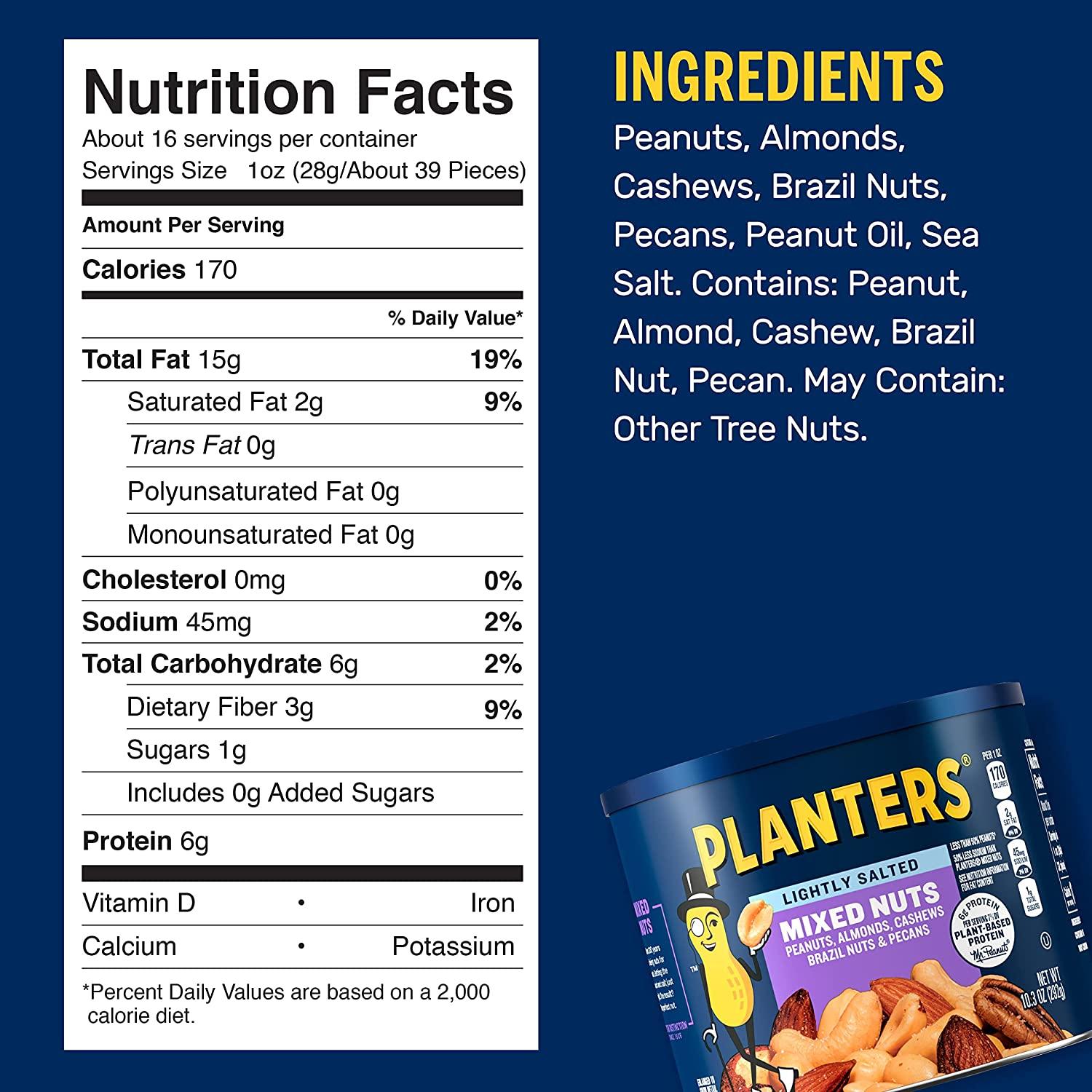 Planters Lightly Salted Mixed Nuts (10.3 oz Canister)