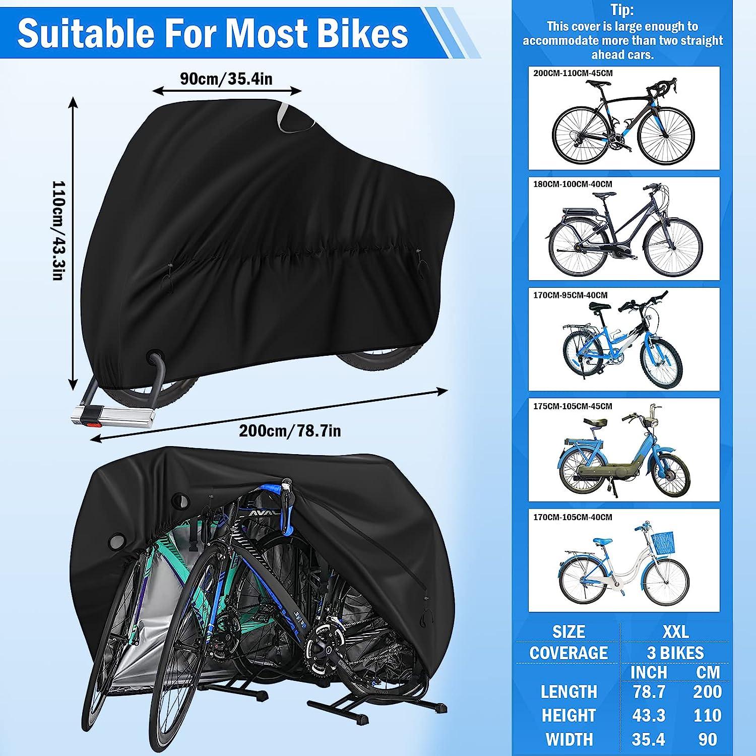  Bike Cover for 2 or 3 Bikes Outdoor Waterproof Bicycle Covers  Rain Sun UV Dust Wind Proof with Lock Hole for Mountain Road Electric Bike  Heavy Duty Bikes Black 