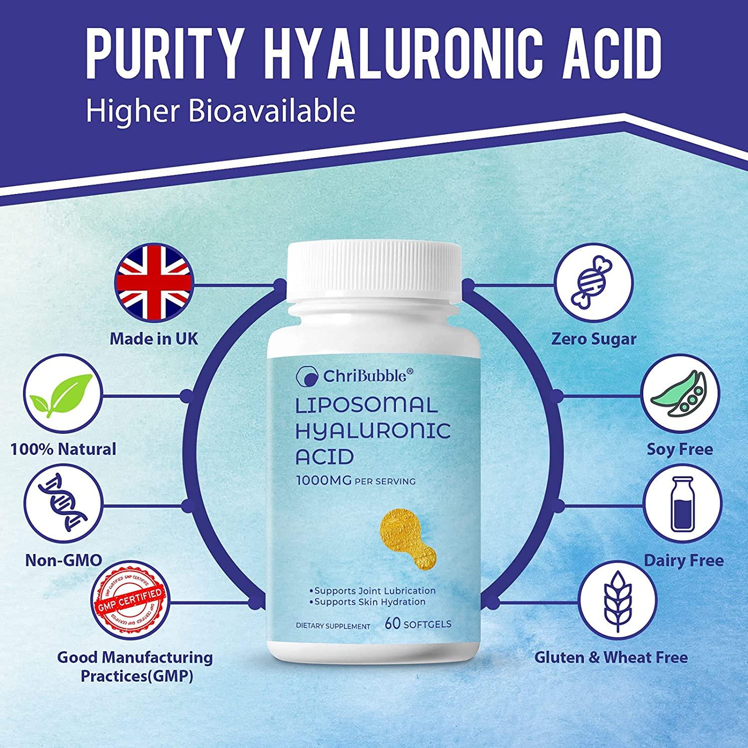 Hyaluronic Acid 1000mg Capsules for Skin & Joint Repair 60 Count