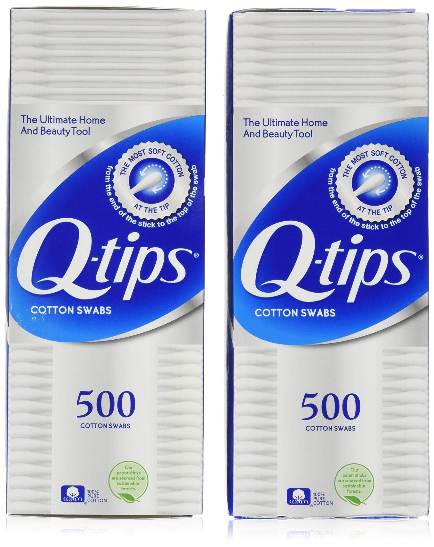 Qtips Cotton Swabs 500 ea (Pack of 2) 500 Count (Pack of 2)