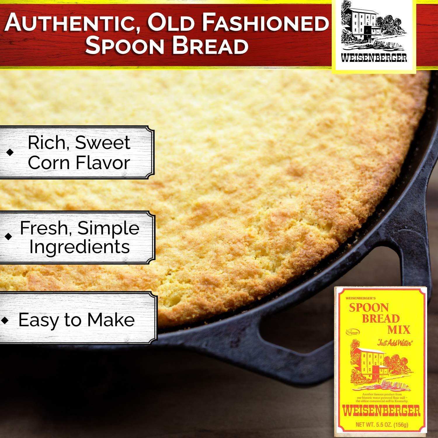 Weisenberger Spoon Bread Mix - Authentic, Old Fashioned, Southern Style  Corn Bread Mix - Made From Non GMO Cornmeal - Traditional Cast Iron  Spoonbread, Corn Bread Muffin, and Corncake - 5.5 Oz 
