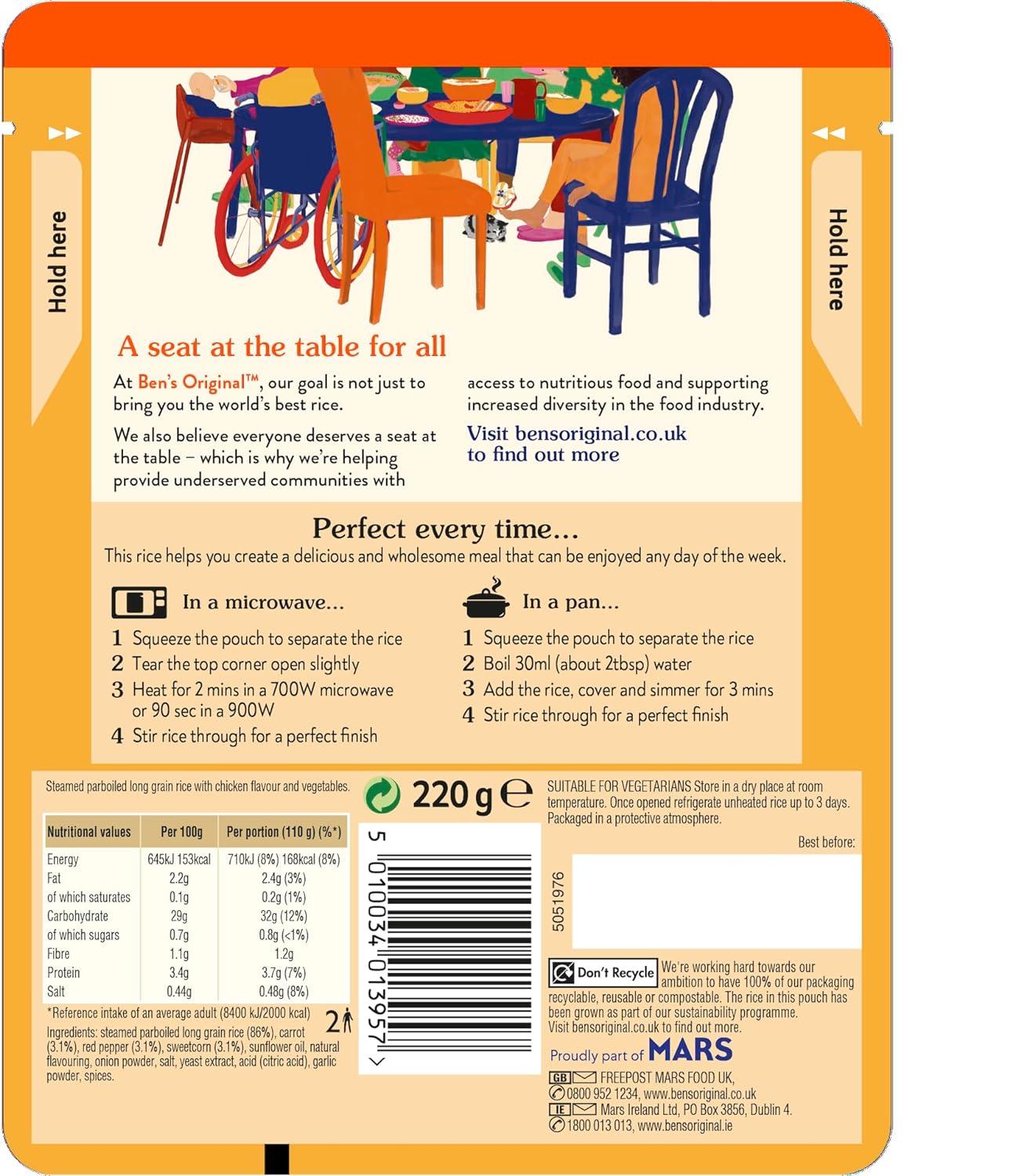 Bens Original Long Grain Microwave Rice Family Pack 450g | Sainsbury's