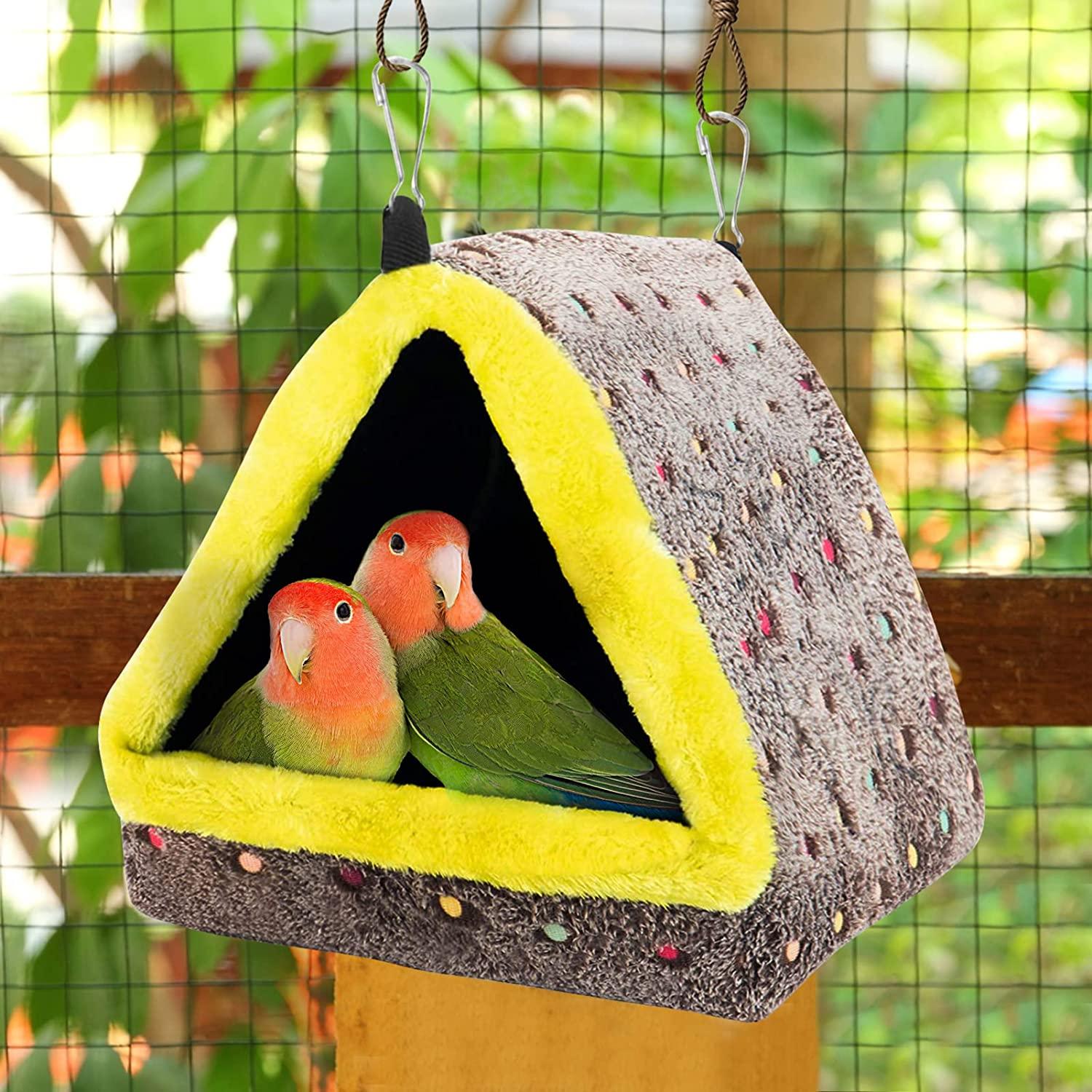 MEWTOGO Large Winter Warm Bird Nest House, Fluffy Parrots Bird Bed for