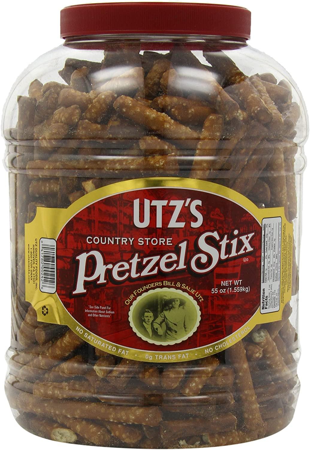 Utz Country Store Pretzel Stix 55 oz. Barrel Thick Crunchy Pretzel Sticks Perfect for