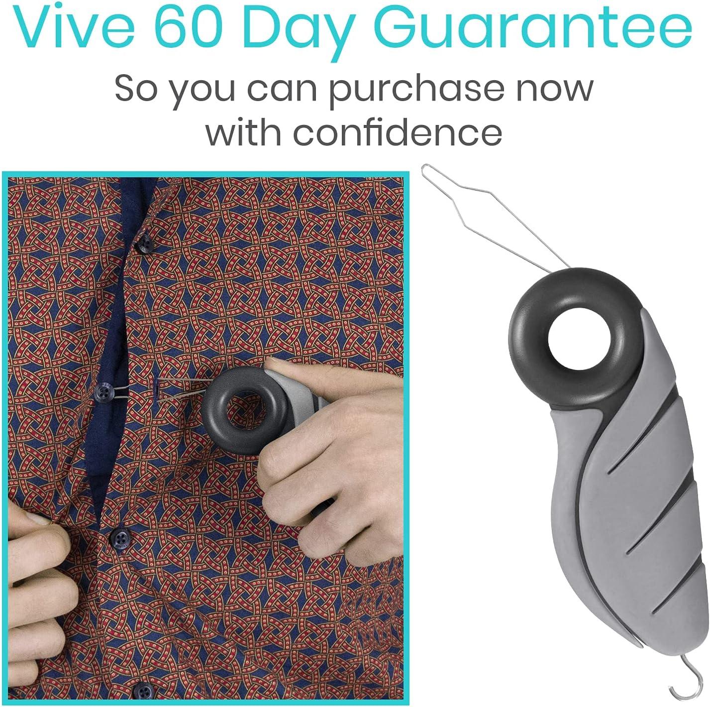 Vive Button Hook and Zipper Pull Tool - Dressing Helper for Arthritis - One  Hand Shirt & Coat Buttoning Aid, Disability, Handicapped, Seniors, Elderly