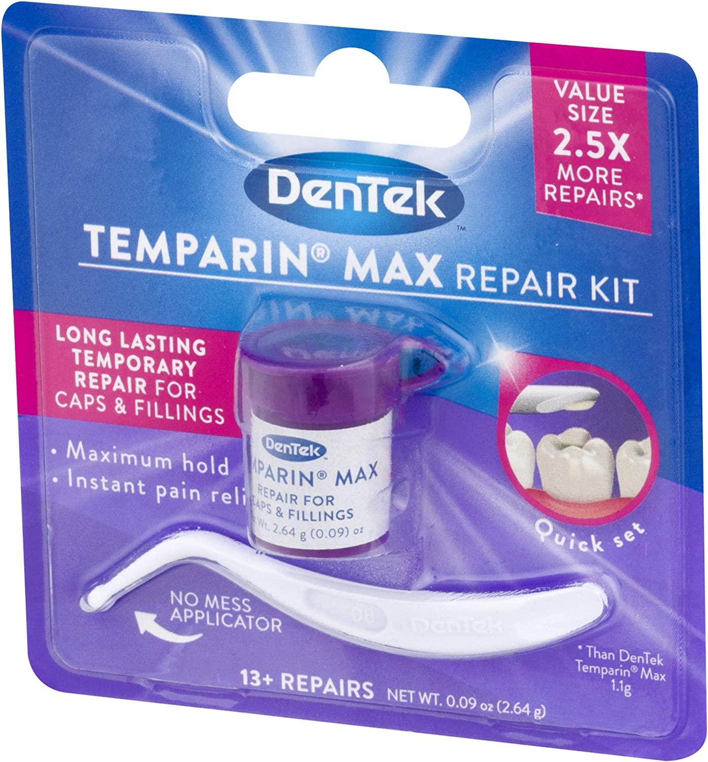 Dentek Temparin Max Repair Kit For Caps, Crowns, Fillings 0.09 oz