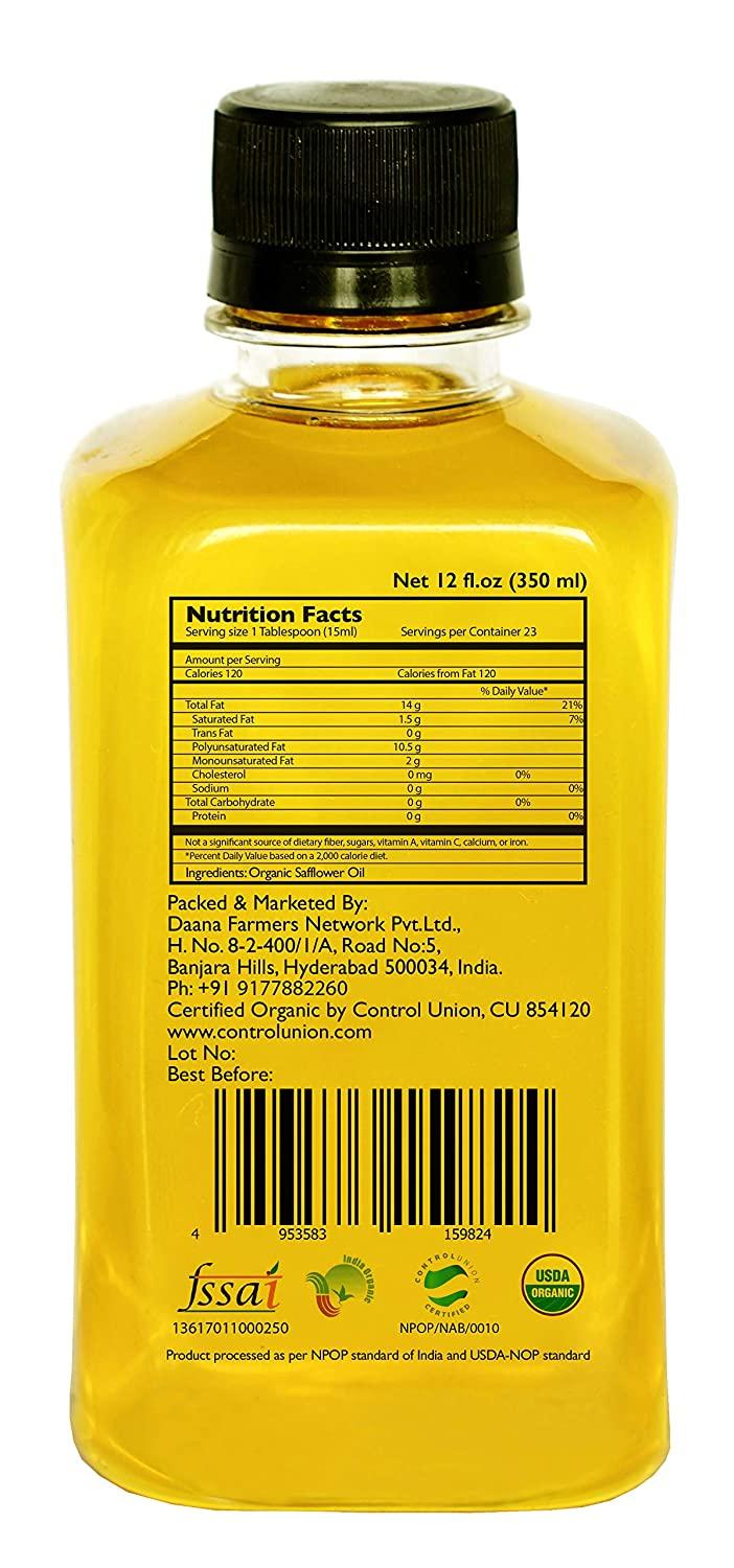 Daana Organic Safflower Oil Cold Pressed High Oleic 12 oz Single Pack