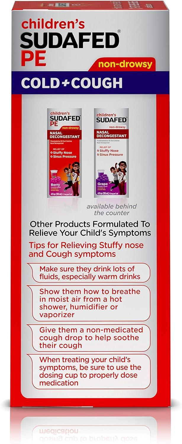 CHILDREN'S SUDAFED PE Nasal Decongestant Cough Suppressant COLD + COUGH