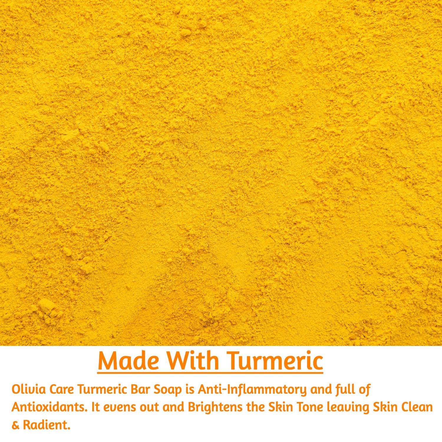 Turmeric Bar Soap By Olivia Care 100 Natural, Vegan & Organic For