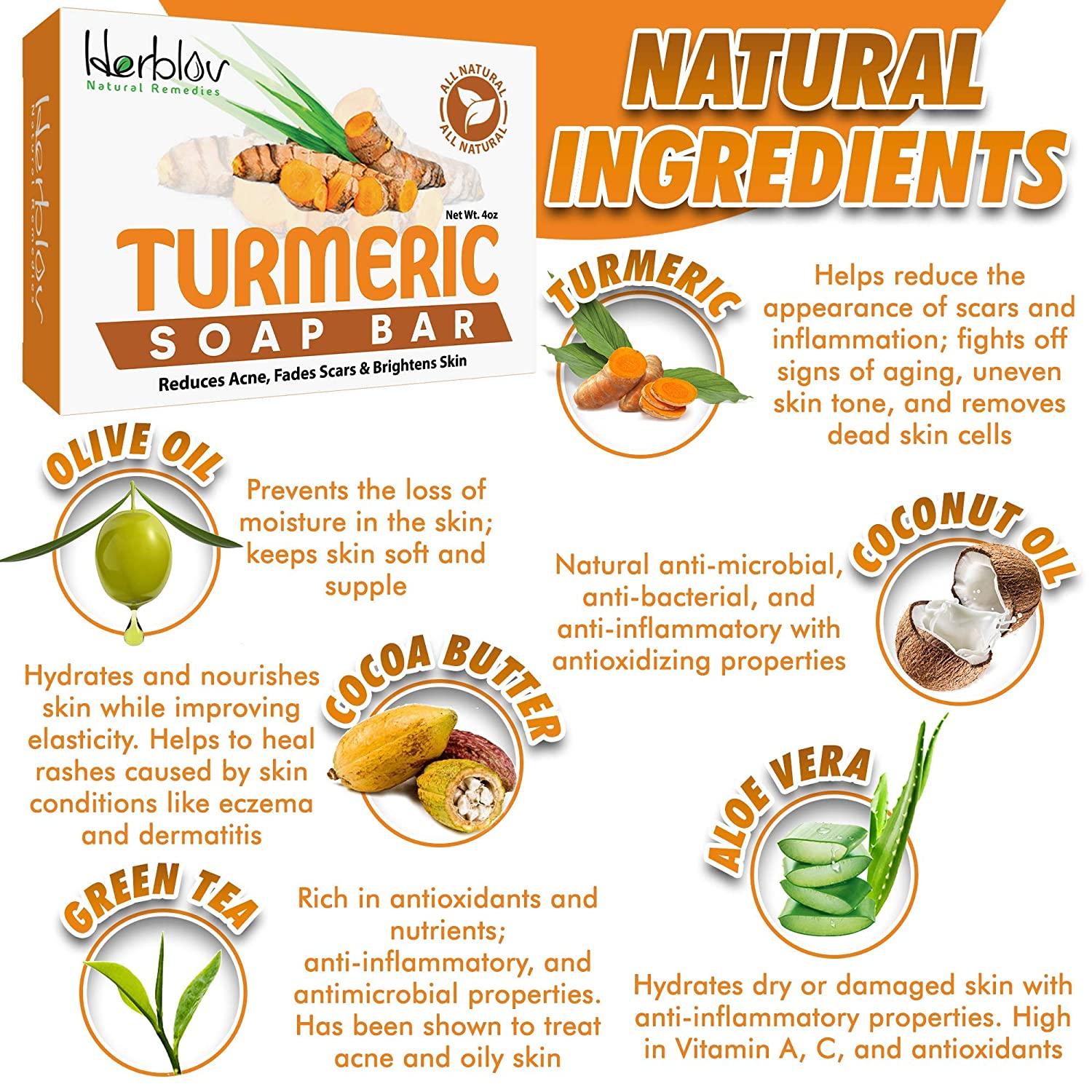 Herblov Turmeric Soap Bar for Face & Body Natural Turmeric Skin Soap