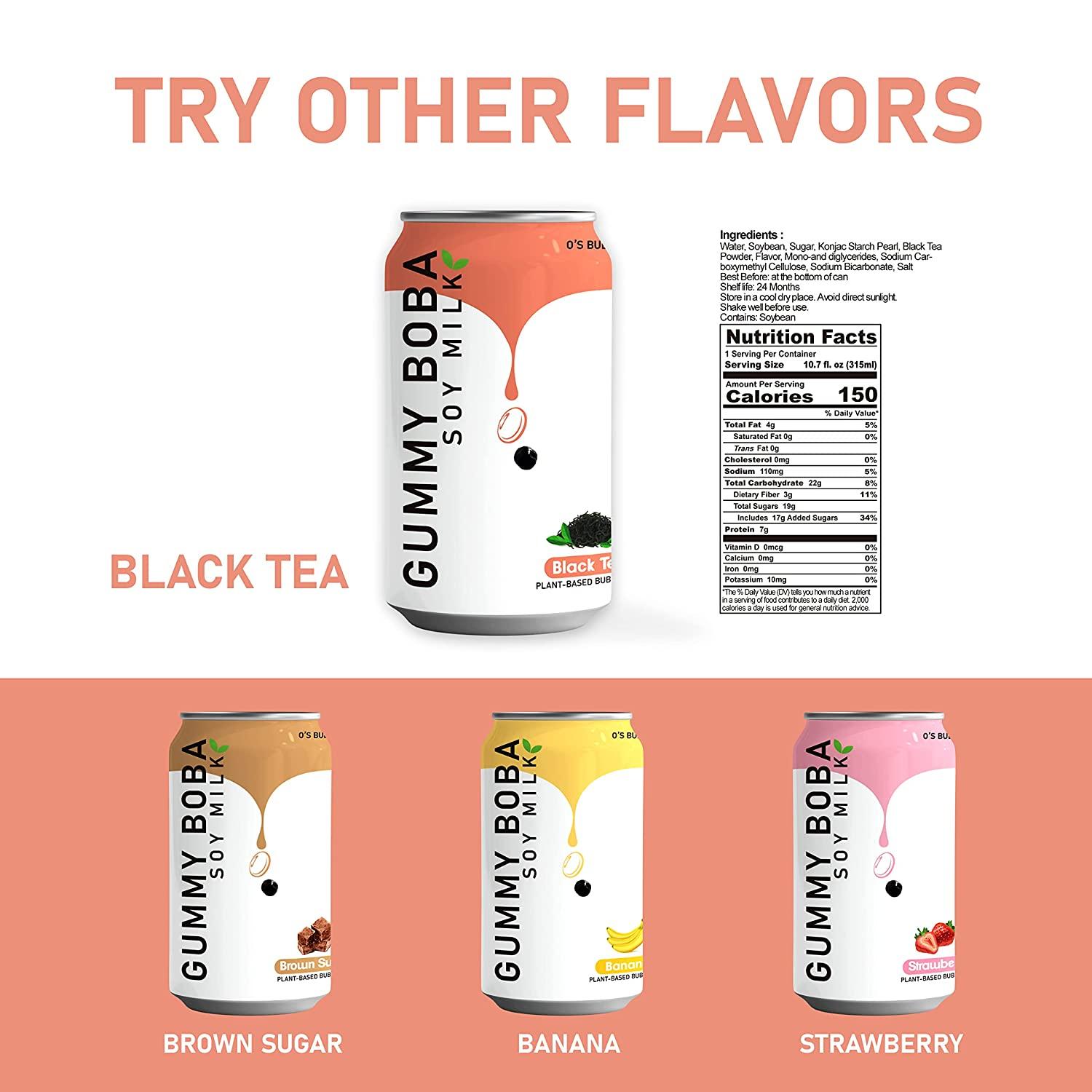 O's Bubble Gummy Boba Soy Milk, 10.7 Fl Oz (Pack of 6) Plant Based