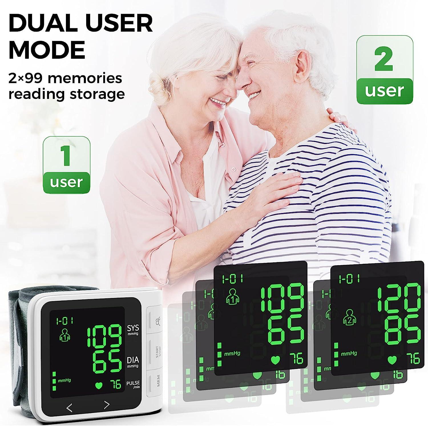 Dropship Blood Pressure Monitor Wrist Bp Monitor Large LCD Display  Adjustable Wrist Cuff 5.31-7.68inch Automatic 90x2 Sets Memory For Home Use  to Sell Online at a Lower Price