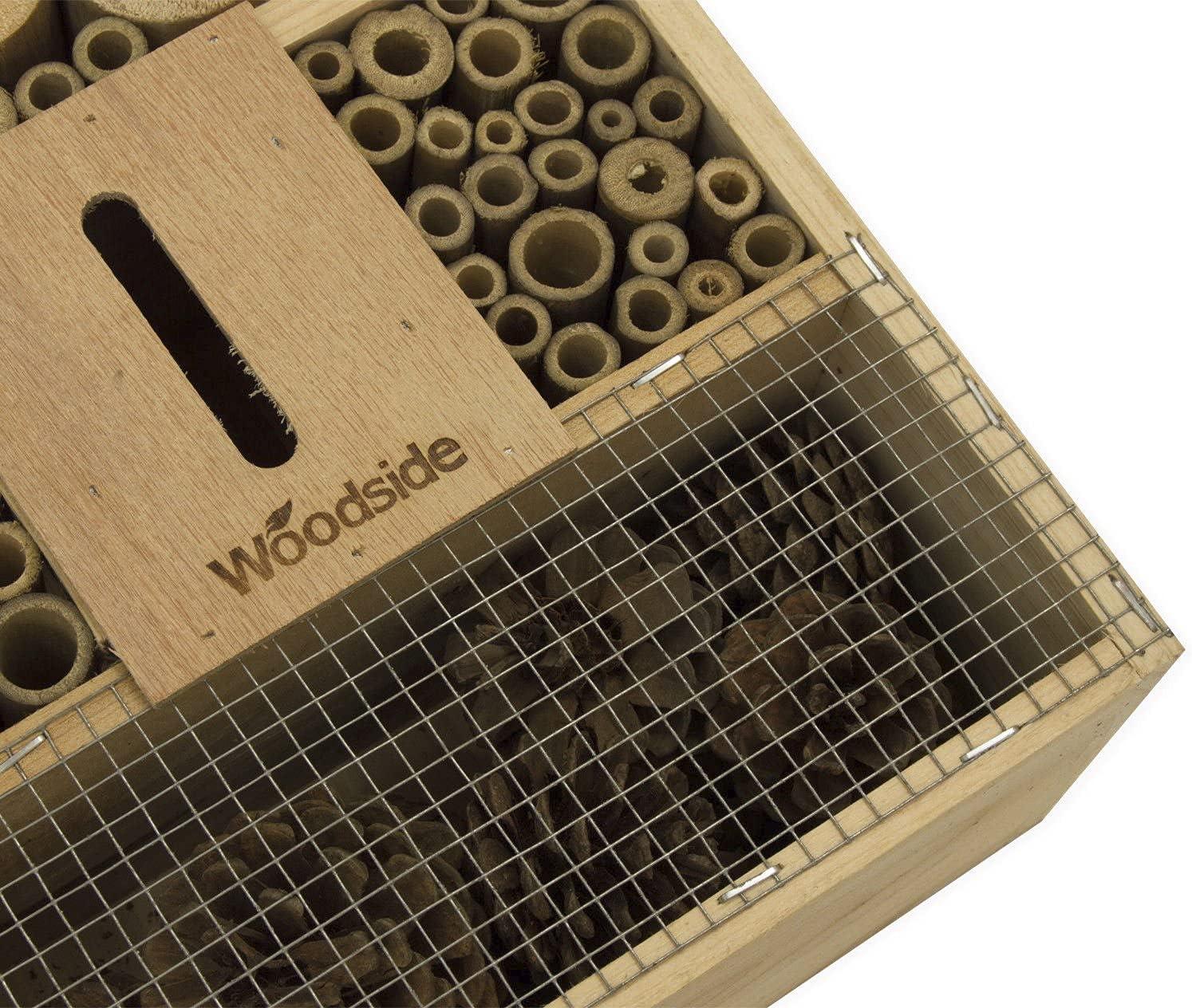 Woodside Wooden Insect & Bee House - Natural Wood Bug Hotel for Garden ...