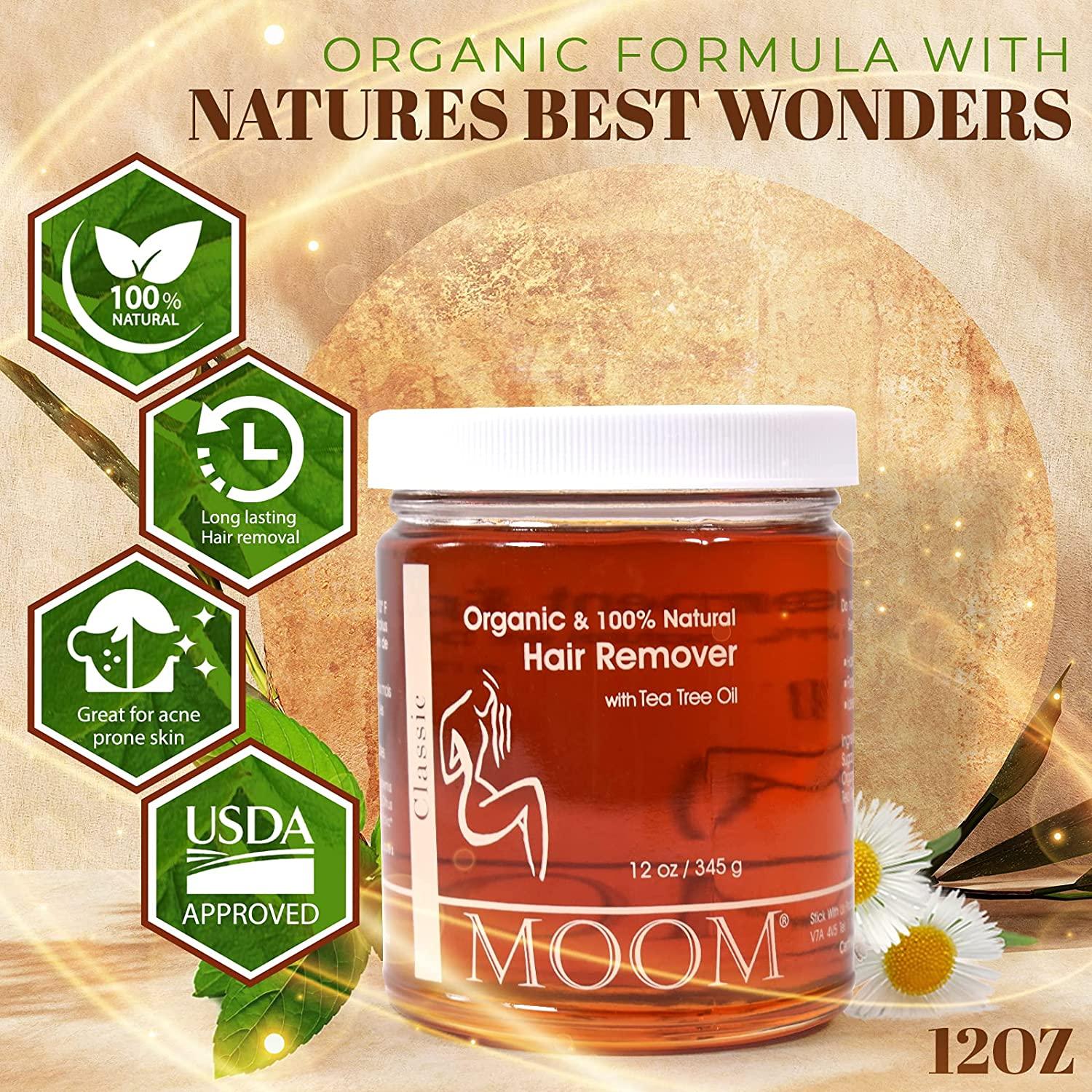 MOOM Organic Hair Remover Waxing Kit Refill with Tea Tree Oil & Lemon