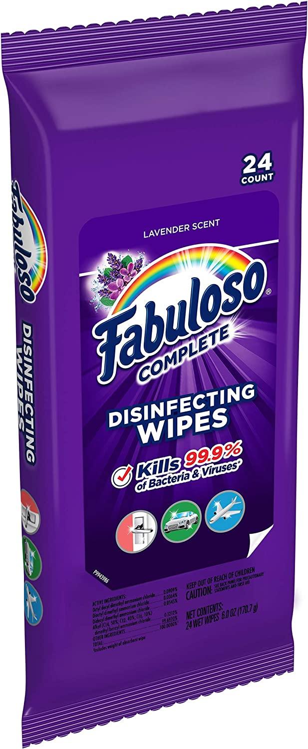 Fabuloso Complete Wipes, Lavender, 24 Count, Pack of of 12 24 Count (Pack of 12) Lavender