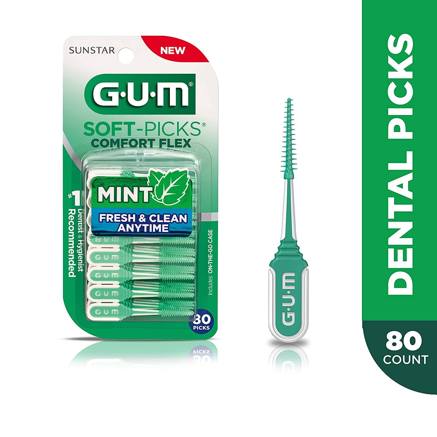 GUM6705R Mint Dental Picks SoftPicks Comfort Flex, 80 Count Fresh