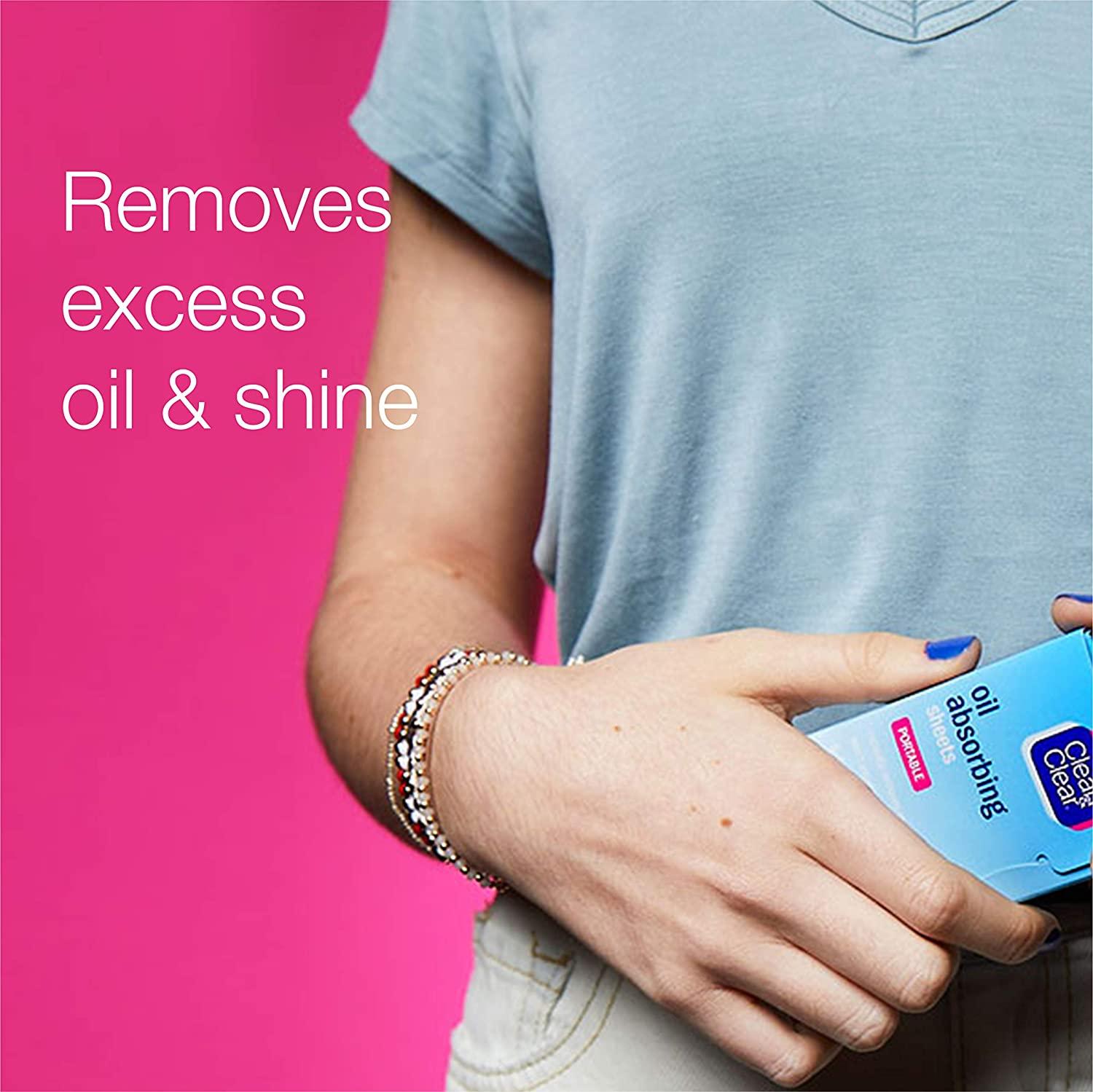 Clean & Clear Oil Absorbing Facial Sheets, Portable Blotting Papers for