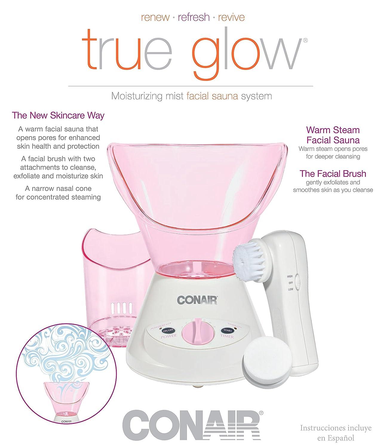Conair True Glow Moisturizing Mist Facial Sauna System True Glow by Conair Facial Sauna System - Moisturizing Mist, Pink/Cream