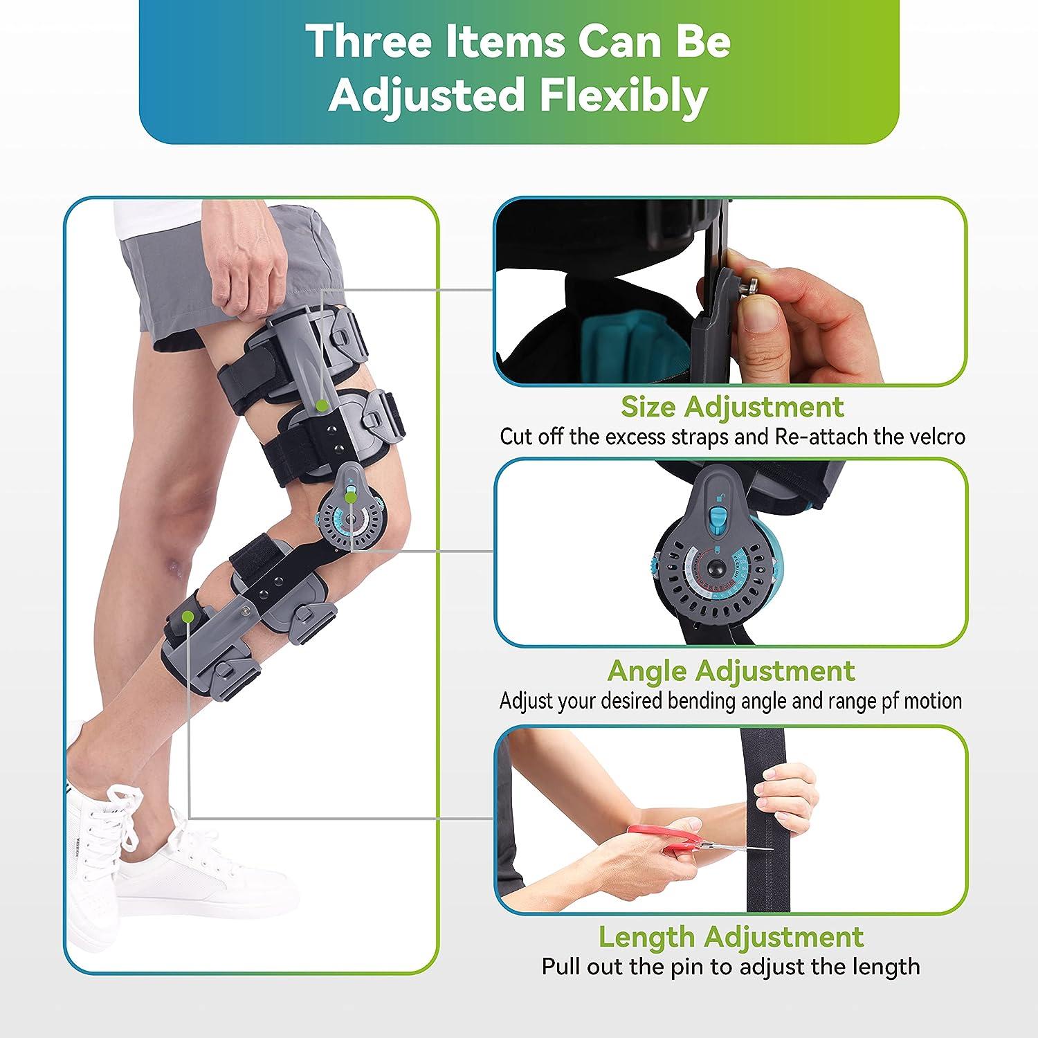 Komzer Hinged Knee Brace Adjustable Orthopedic Post Op Support for