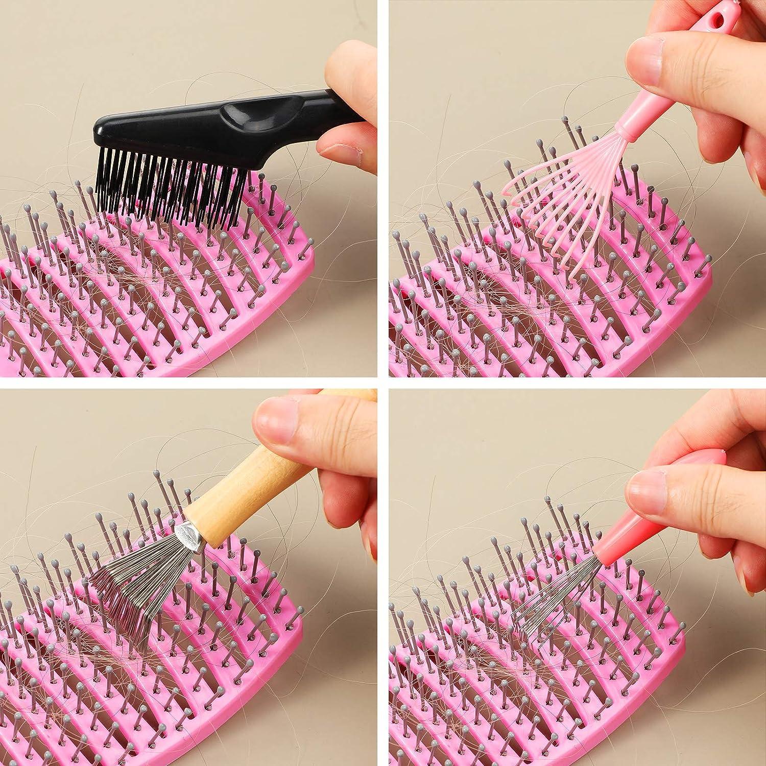 Comb Cleaning Brush Hair Brush Cleaner Tool Comb Cleaning Hairbrush 2 In 1  Hair Brush Cleaning Tool Embedded Comb Hair Brush Hair Brush Remover Rake