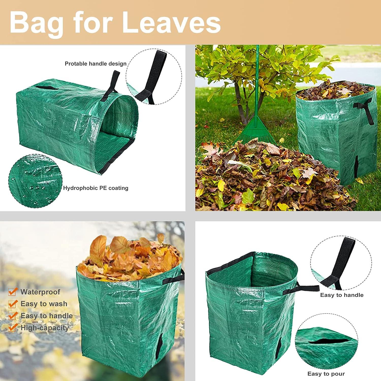 2x 132Gallon Heavy Duty Garden Leaf Bags Yard Lawn Waste Bag 4 Handles  Reusable