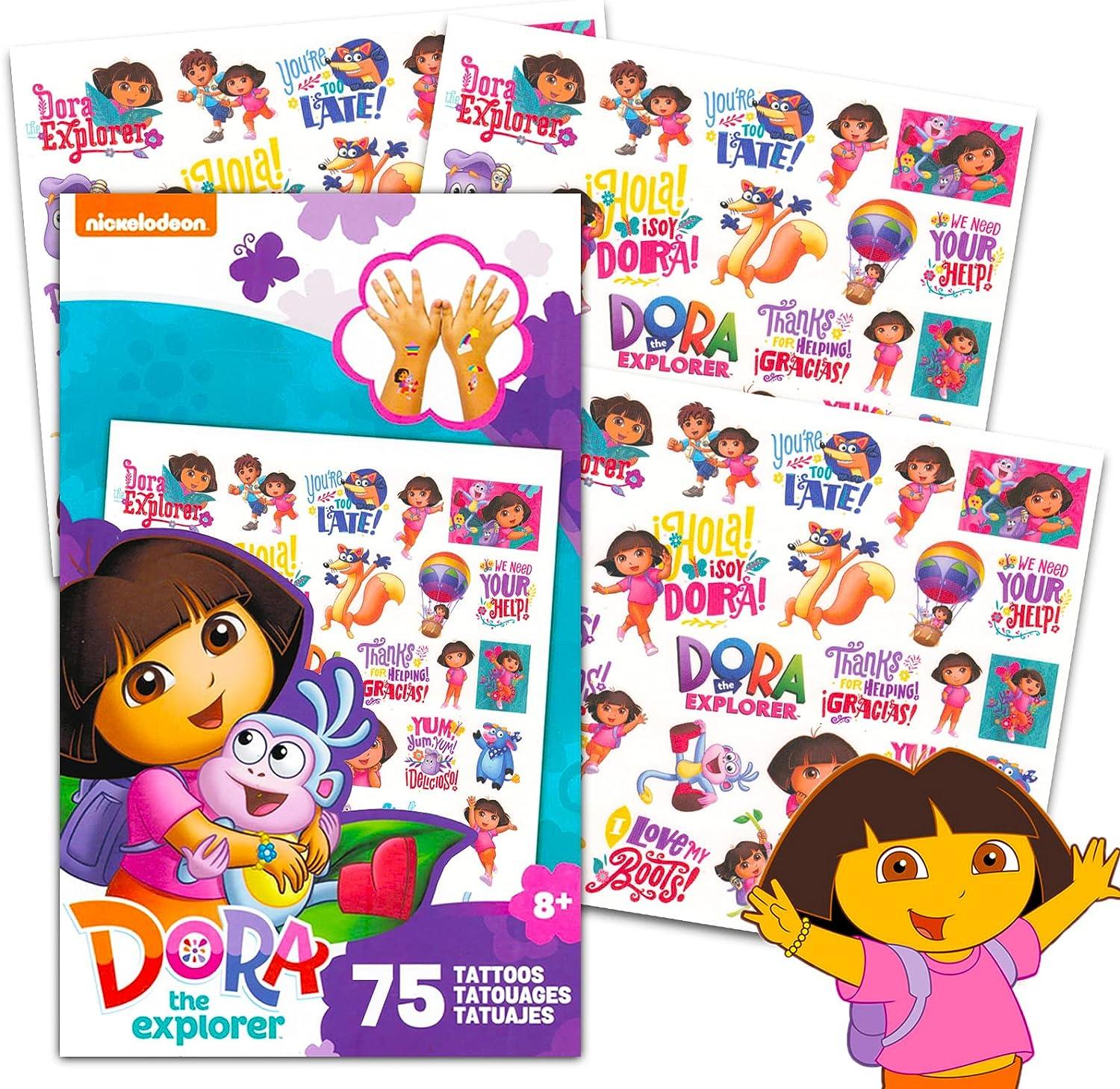 Dora Temporary Tattoos 75 Assorted Designs for Kids Fun & Creative