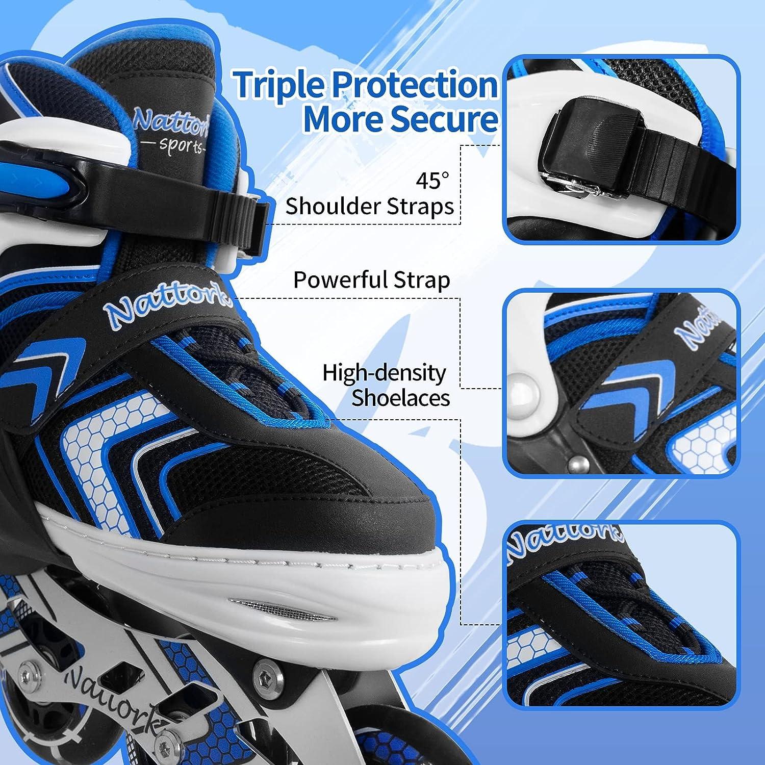 Nattork Inline Skates For Kids - Adjustable Light Up Wheels Roller Skates For Boys & Girls