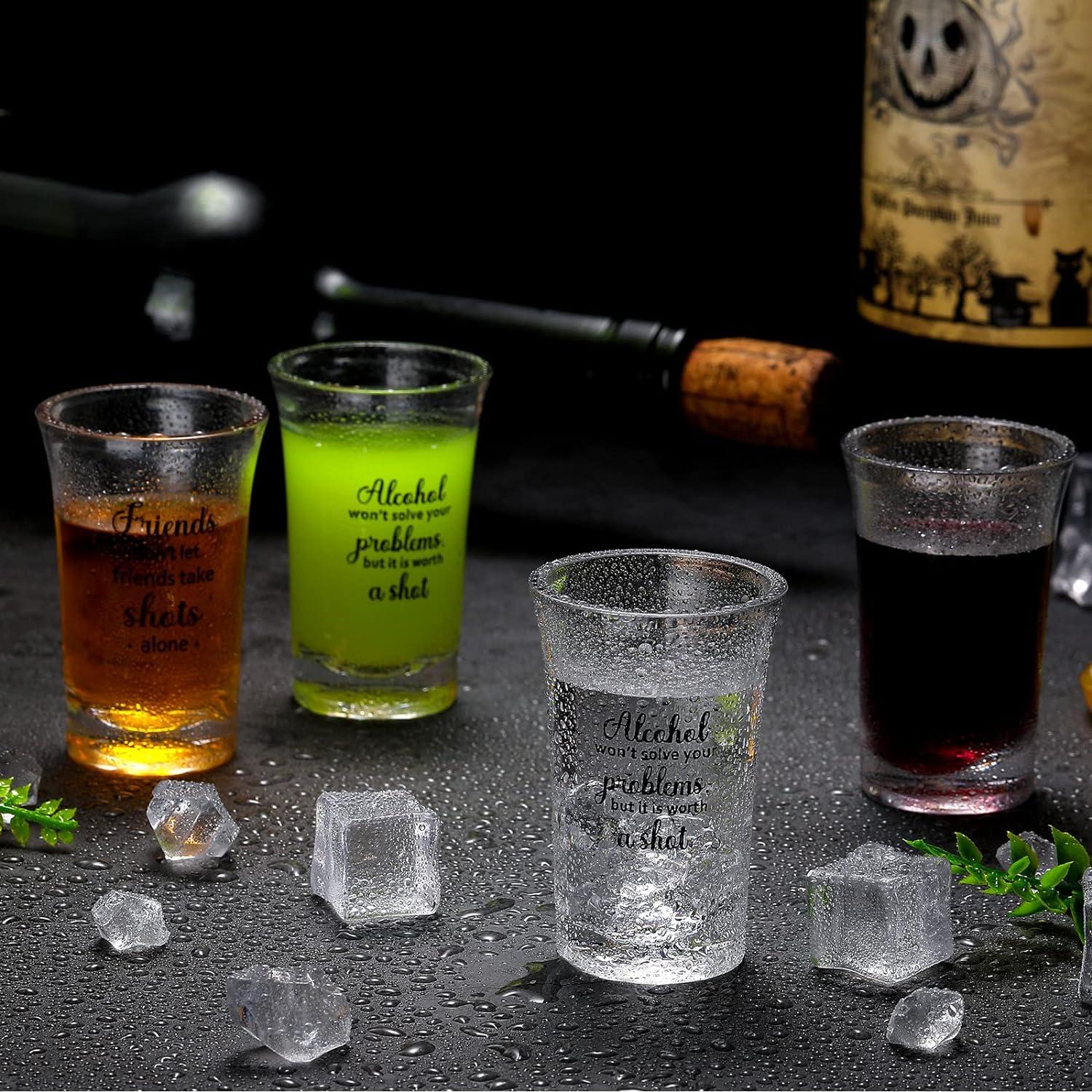 12 Packs Acrylic Clear Party Shot Glasses Random Set 1.2 Ounce Shot Glasses  Funny Friends Shot Glasses Acrylic Shot Glasses for Adult Small Glass Shot  Cups (Friend Style)