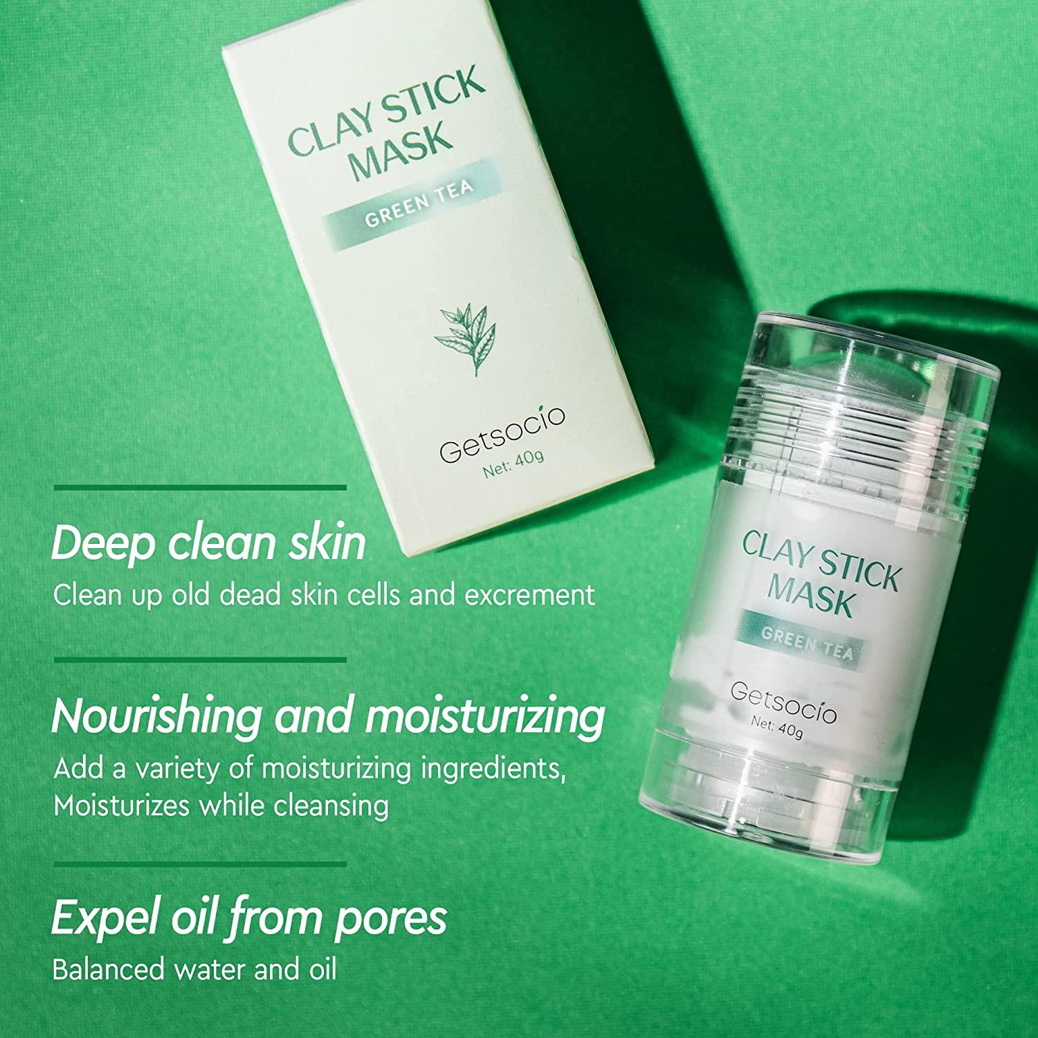 Green Tea Mask Stick(2 Pack), Purifying Clay Mask, Blackhead Remover