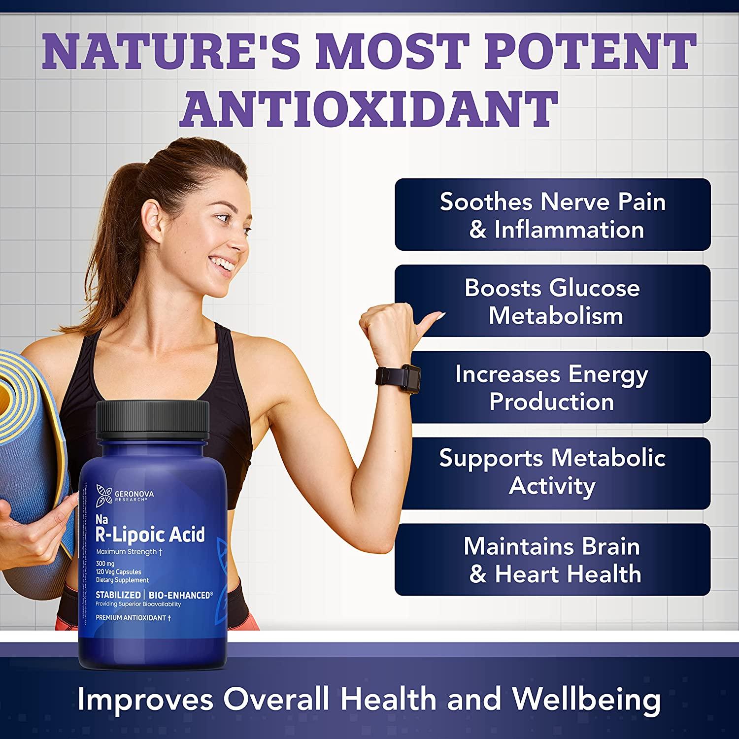 GeroNova R-Lipoic Acid 300mg - Premium R-Alpha Lipoic Acid Capsules for ...