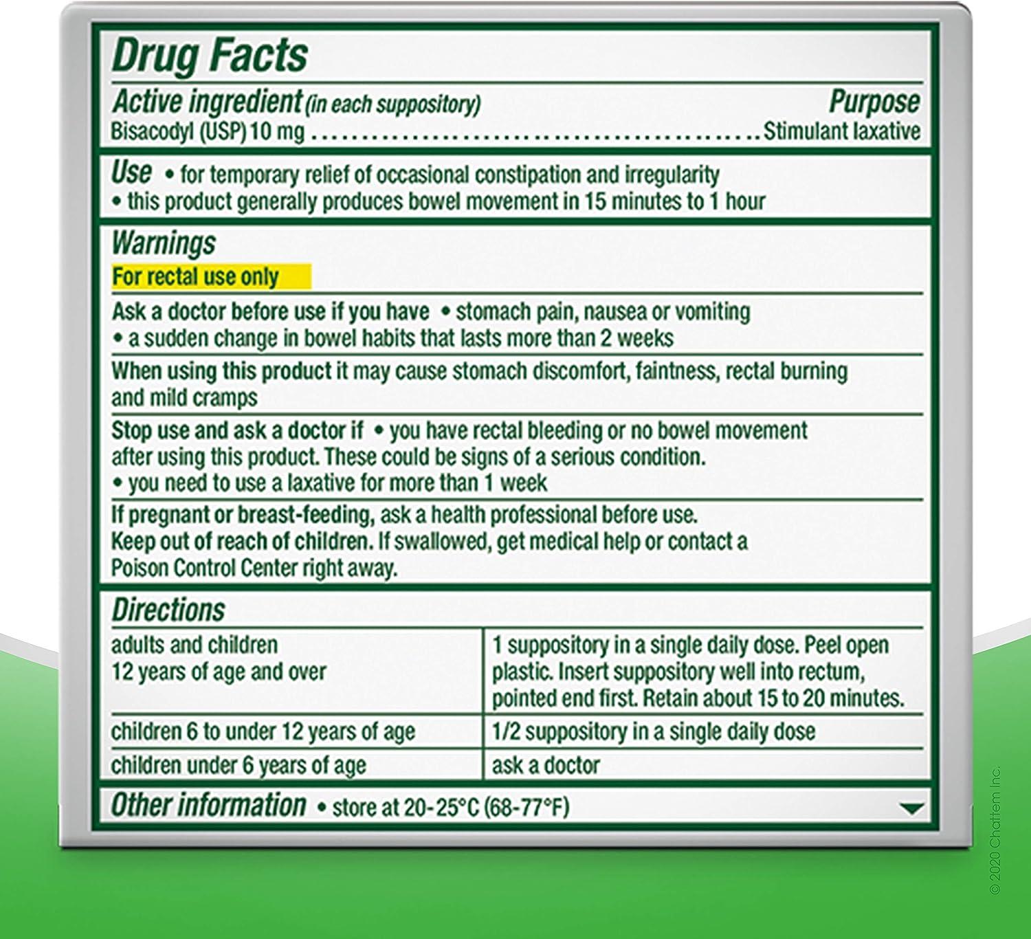 Dulcolax Laxative 4 Suppositories 10 mg