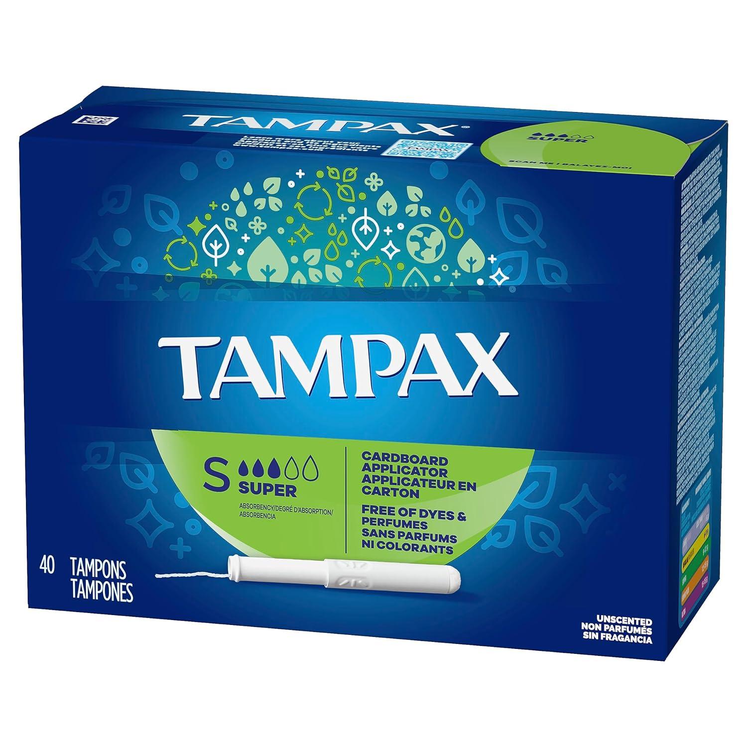 Tampax Tampons with Flushable Cardboard Applicator Super 40 ct