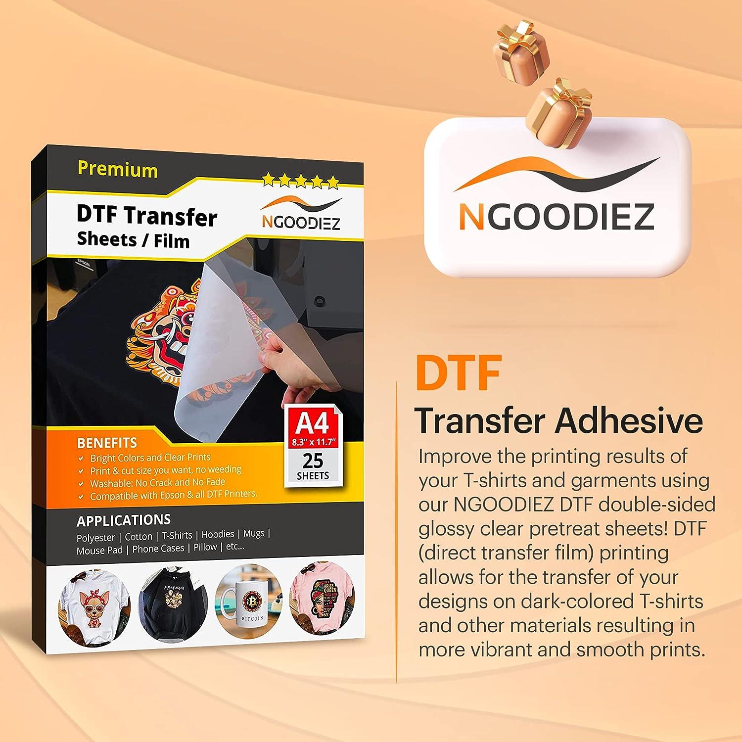 DTF Transfer Film 100 Sheets-A4 PET Heat Transfer Paper for DIY Direct on  T-Shirts.Socks,Bags, 8.3 inch x 11.7 inch