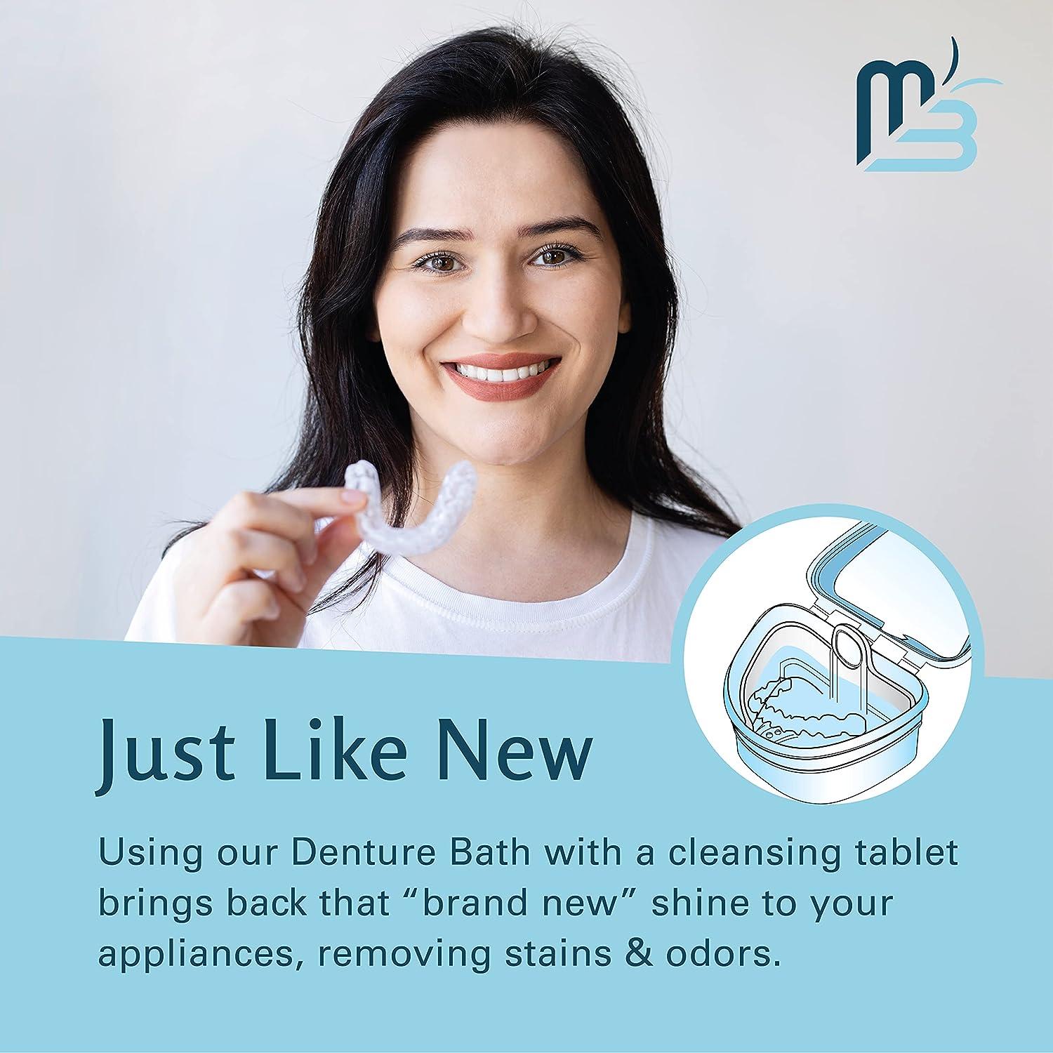 M3 Naturals Denture Bath Case with Retainer Cleaner 240 tablets Bundle