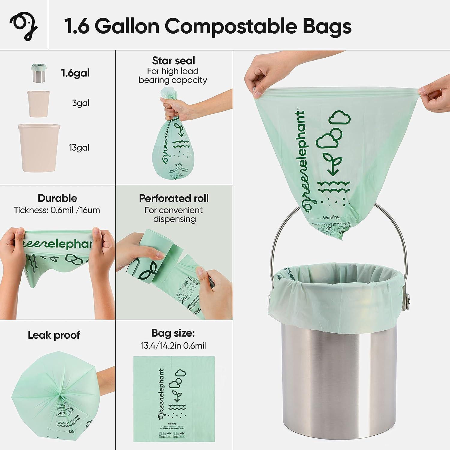 Green Elephant Compost Bags Small-Compostable Trash Bags,Small