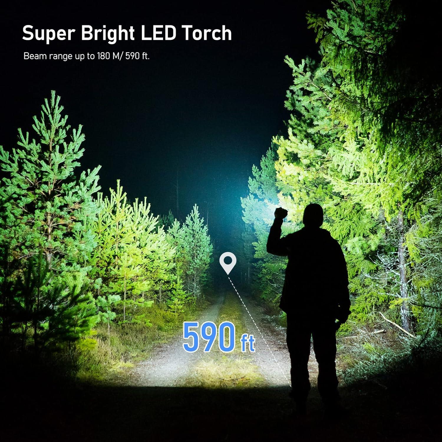 Blukar Flashlight Rechargeable High Lumens Tactical Flashlight Super Bright  Small LED Flash Light-Zoomable Adjustable Brightness Long Lasting for  Camping Outdoors Christmas Gifts Men & Women Black 1 pack-Black
