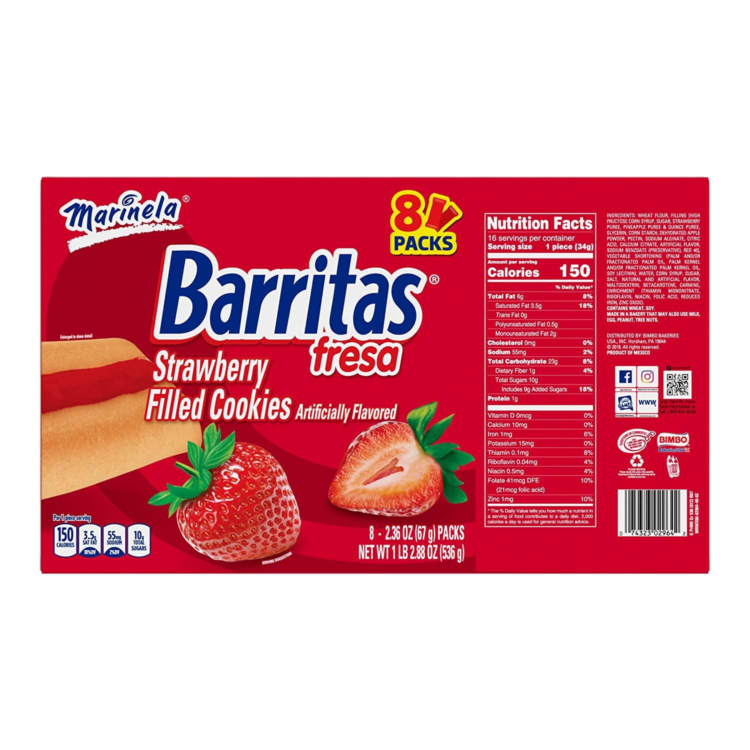 Marinela Barritas De Fresa En Caja Strawberry Bars Box, 18.06 oz