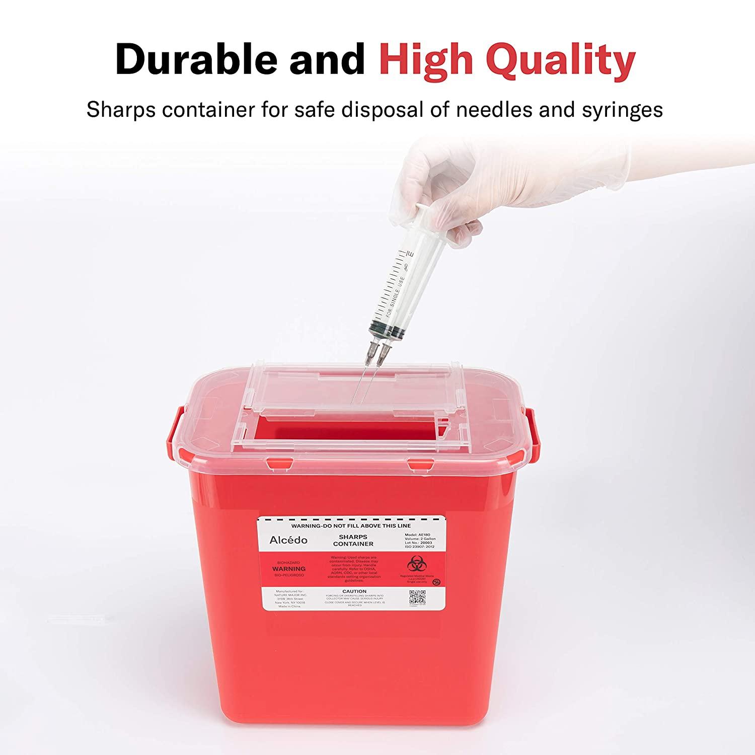 Alcedo Sharps Container 2 Gallon (3Pack) for Home Use Biohazard